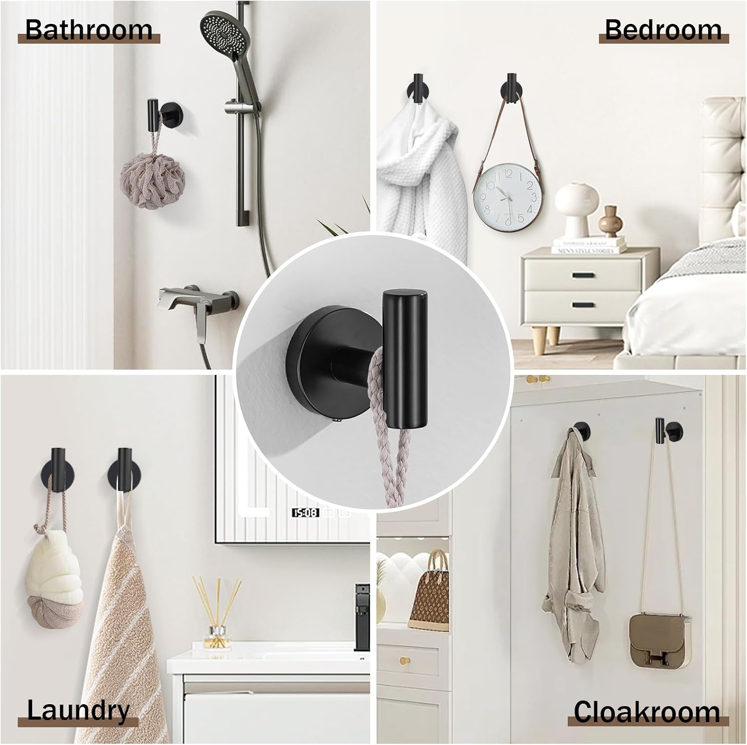 Matte Black Towel Bar Set 10 Pieces Bathroom Hardware Accessories Set Towel Rack Set for Bathroom SUS304 Stainless