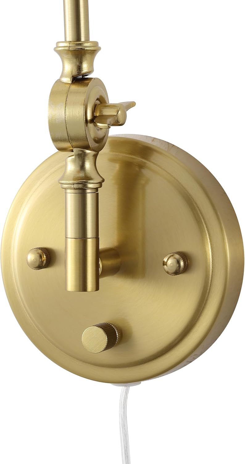 WINGBO Gold Wall Sconce Rattan Wrapped Wall Lamp Set of 2, Adjustable Swing Arm Wall Light Fixture Vintage Bedside
