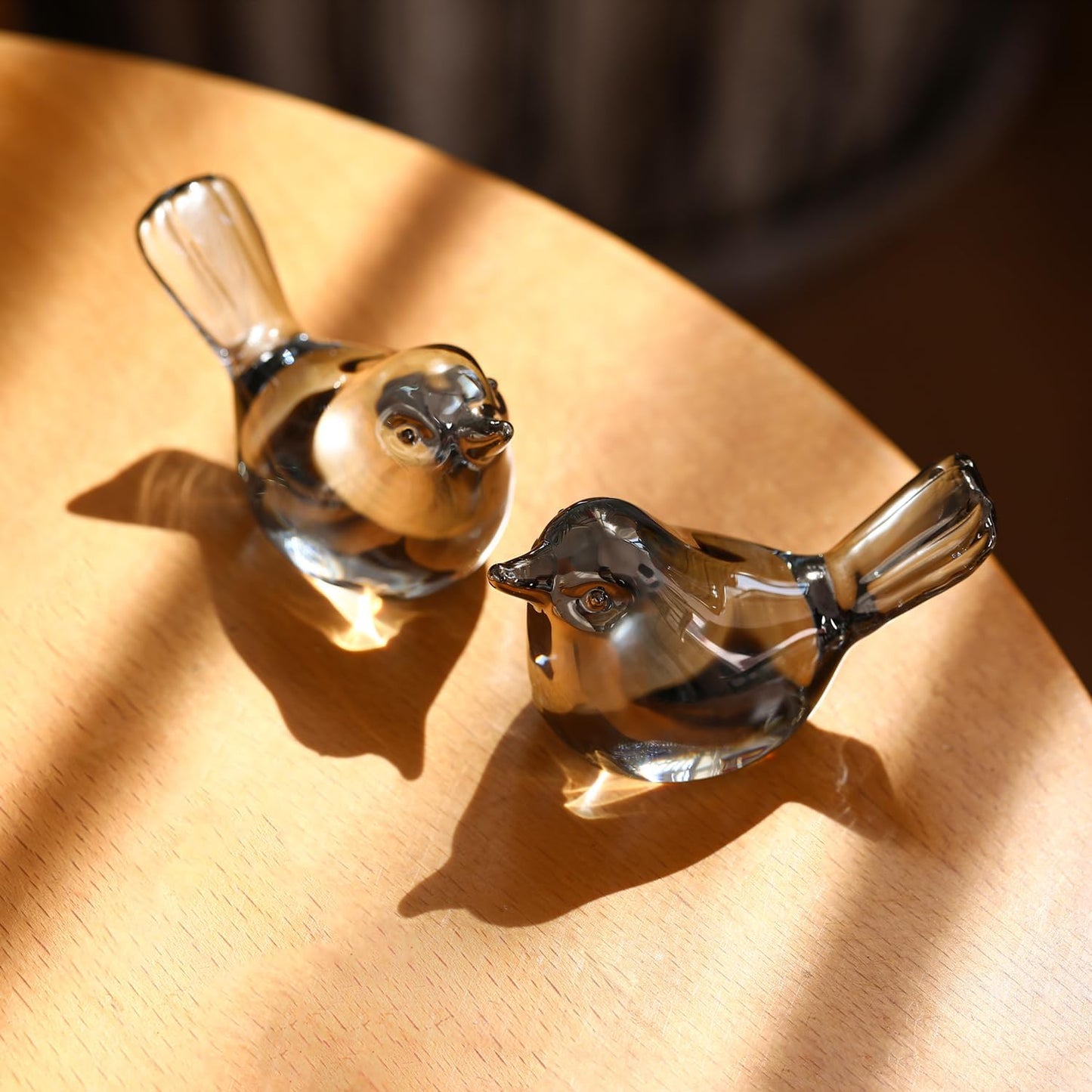 Small Bird Figurines Home Decor Glass Crystal Bird Statue Modern Style Decorative Ornaments / Silver
