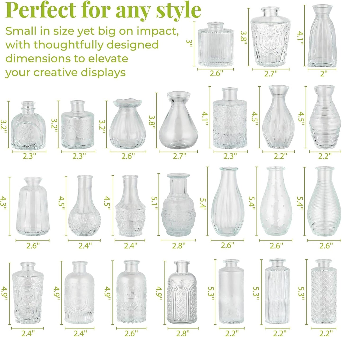 Glass Bud Vase in Bulk / Clear / Set of 24