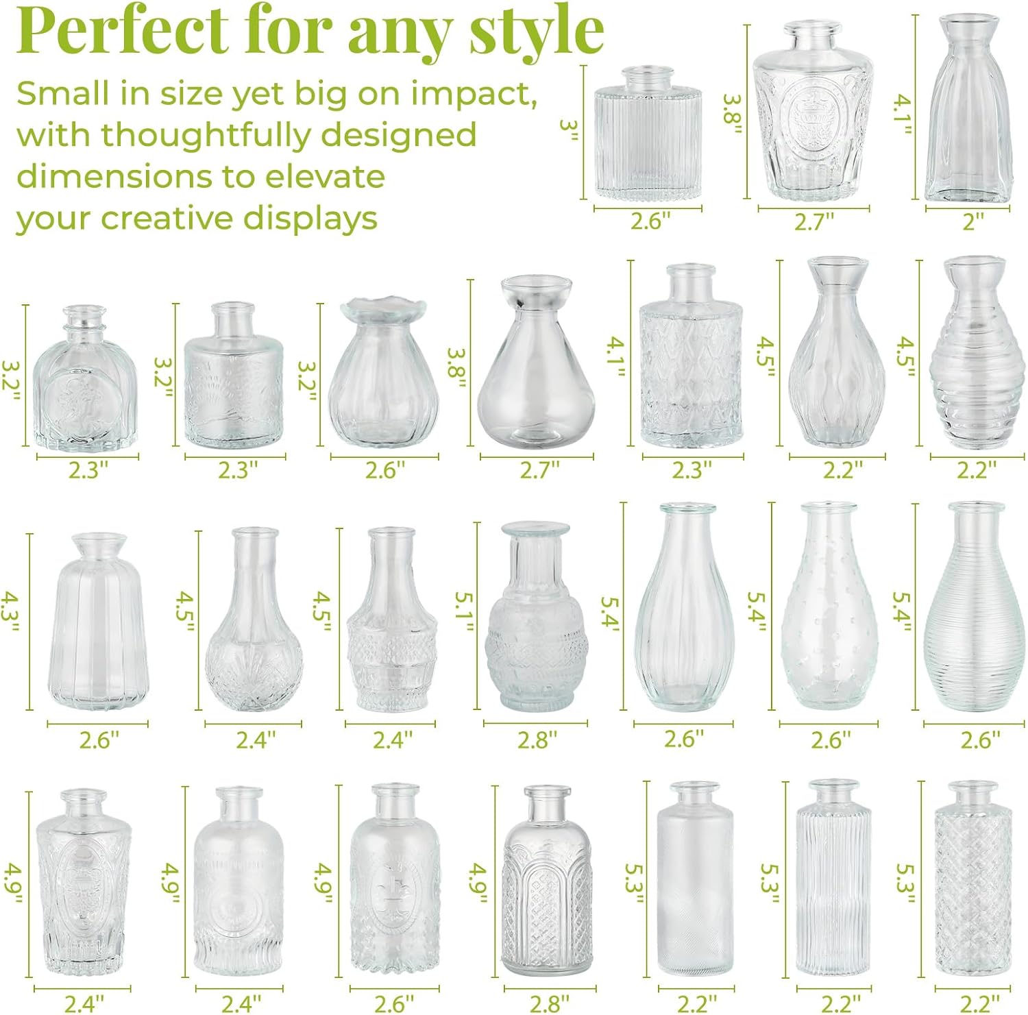 Glass Bud Vase in Bulk / Clear / Set of 24