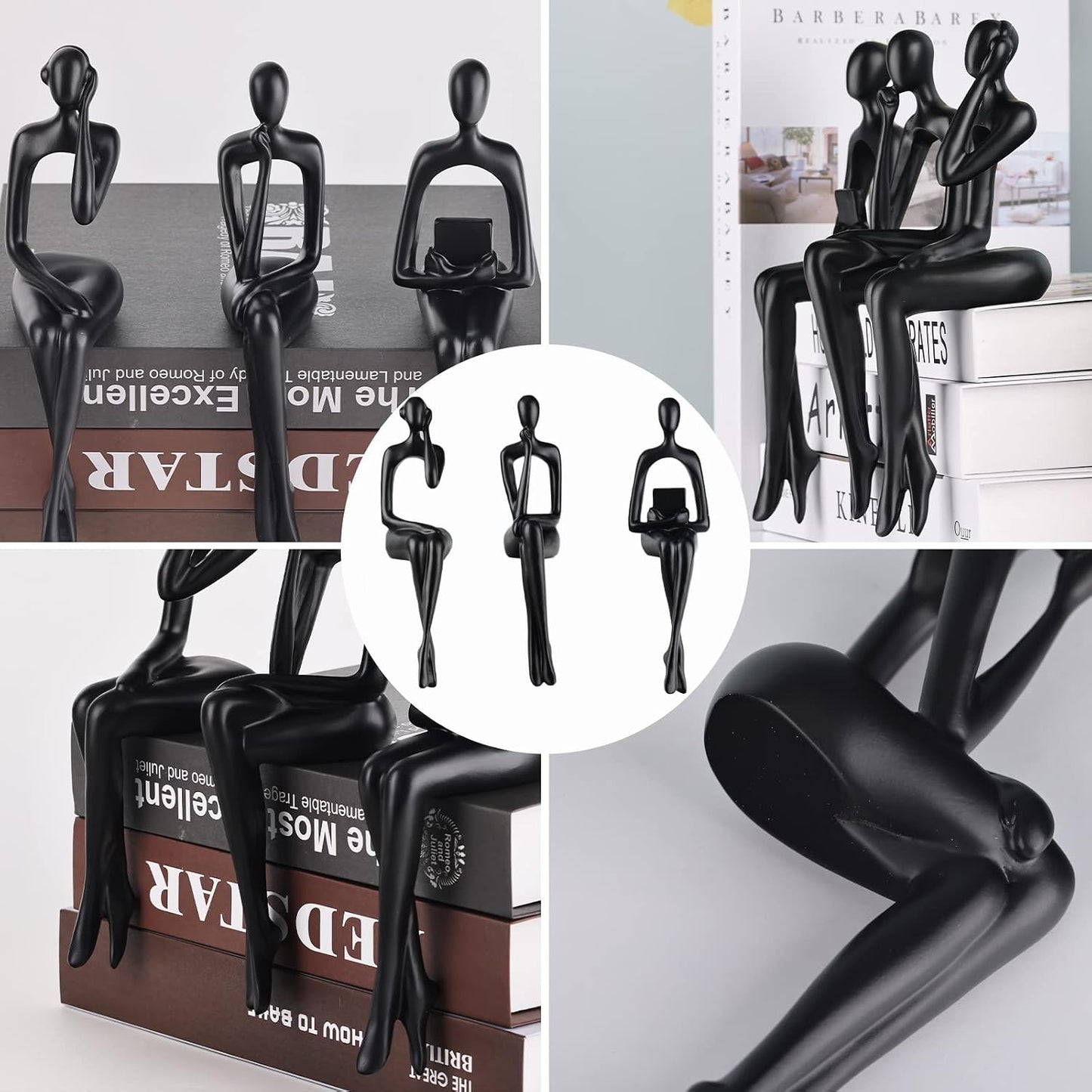 Sitting Thinker Statue / Black