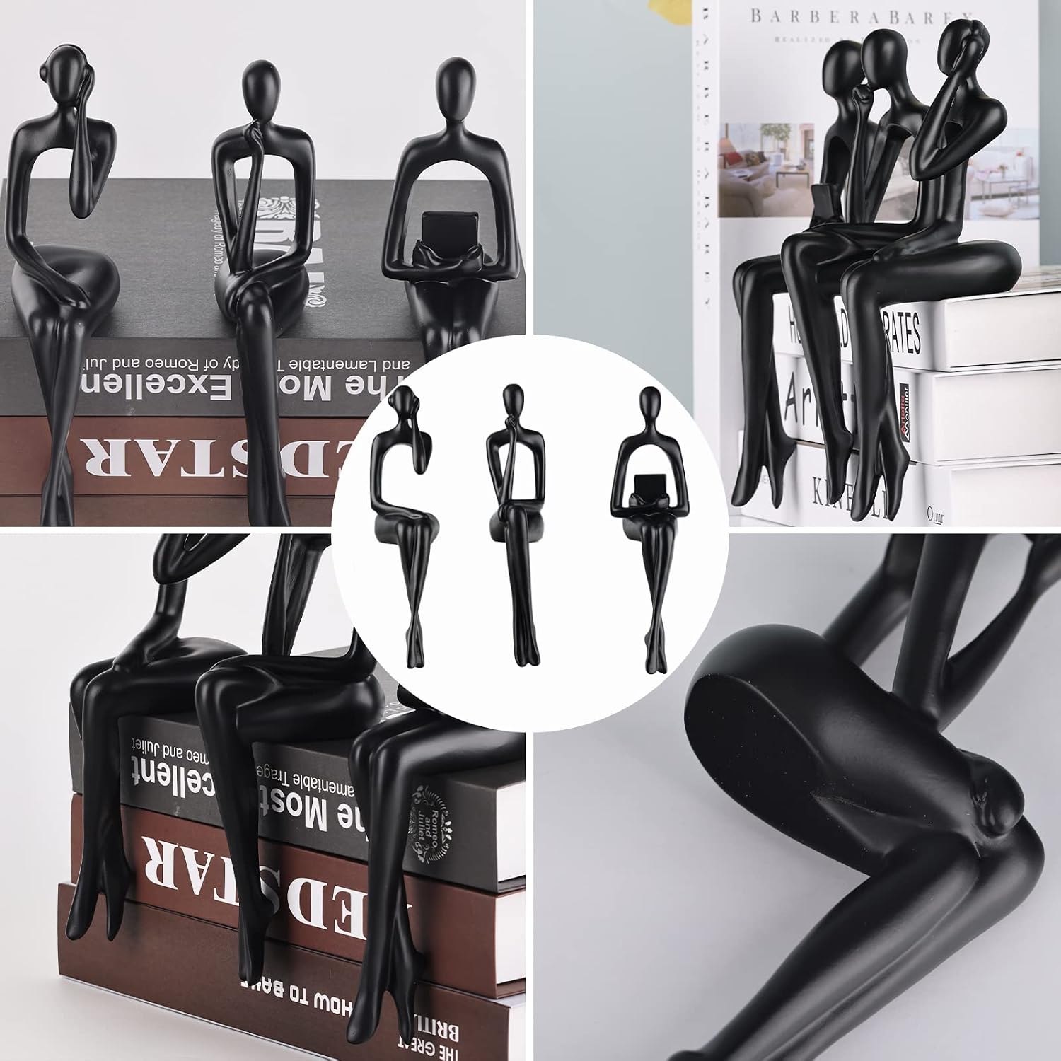 Sitting Thinker Statue / Black