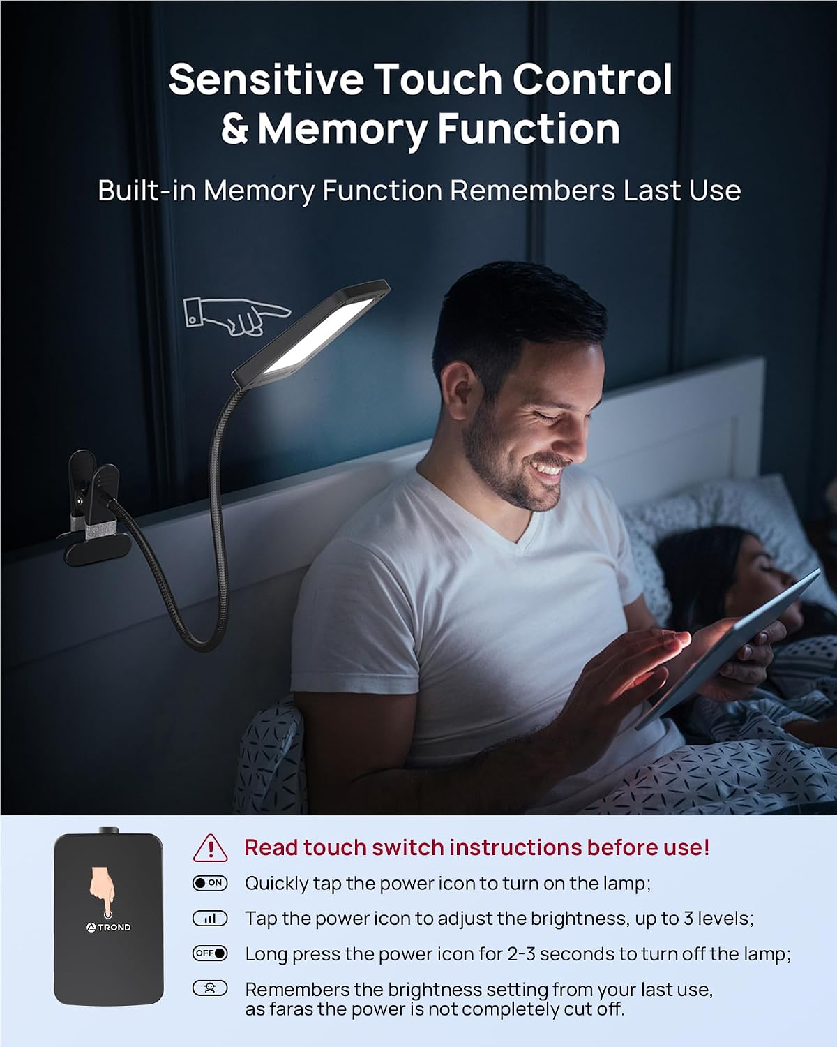 TROND LED Desk Lamp with Clamp, 1000LM Bright 3-Level Dimmable Desk Light | 6000K Daylight Extra-Long Flexible