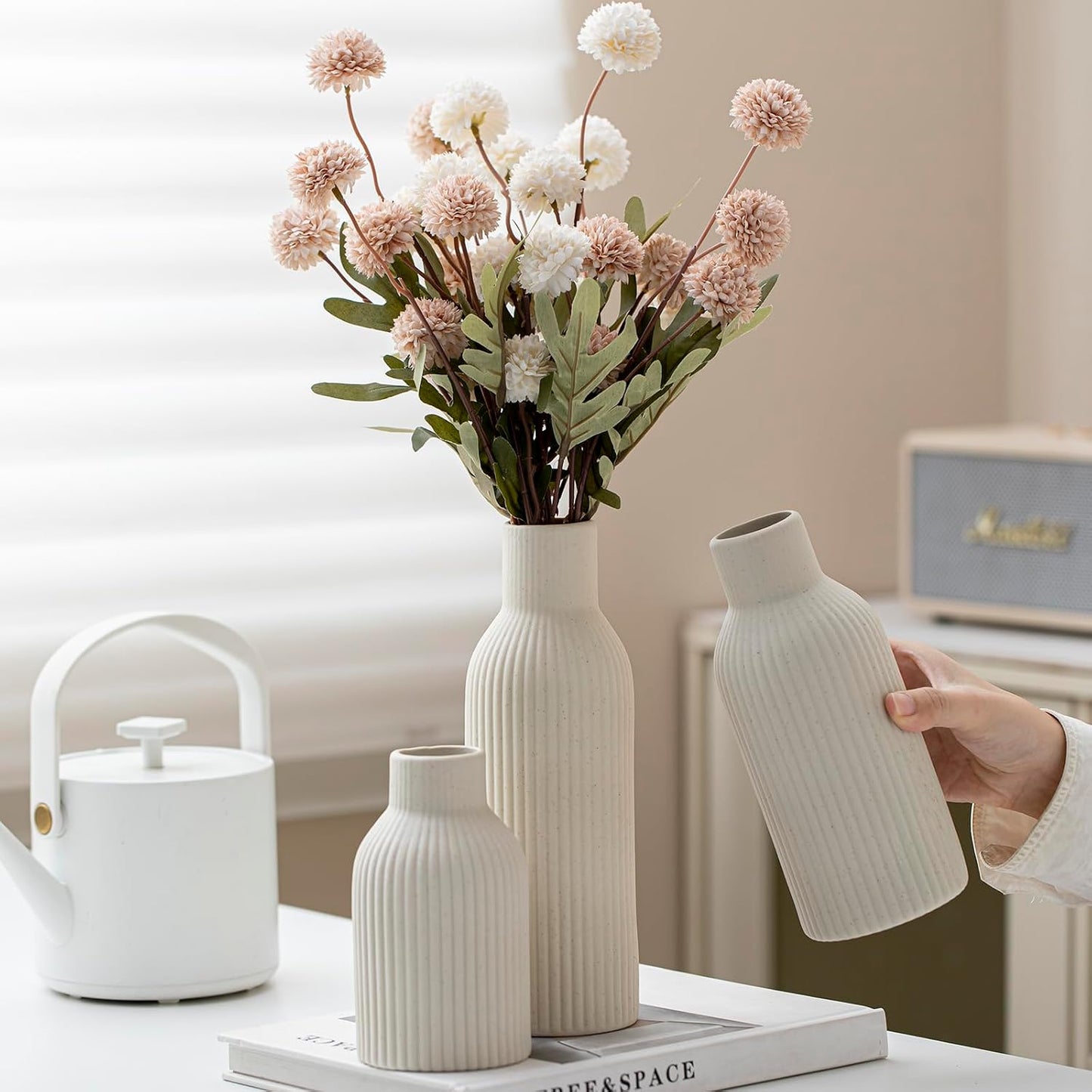 Modern Ceramic Vases / Beige / Set of 3