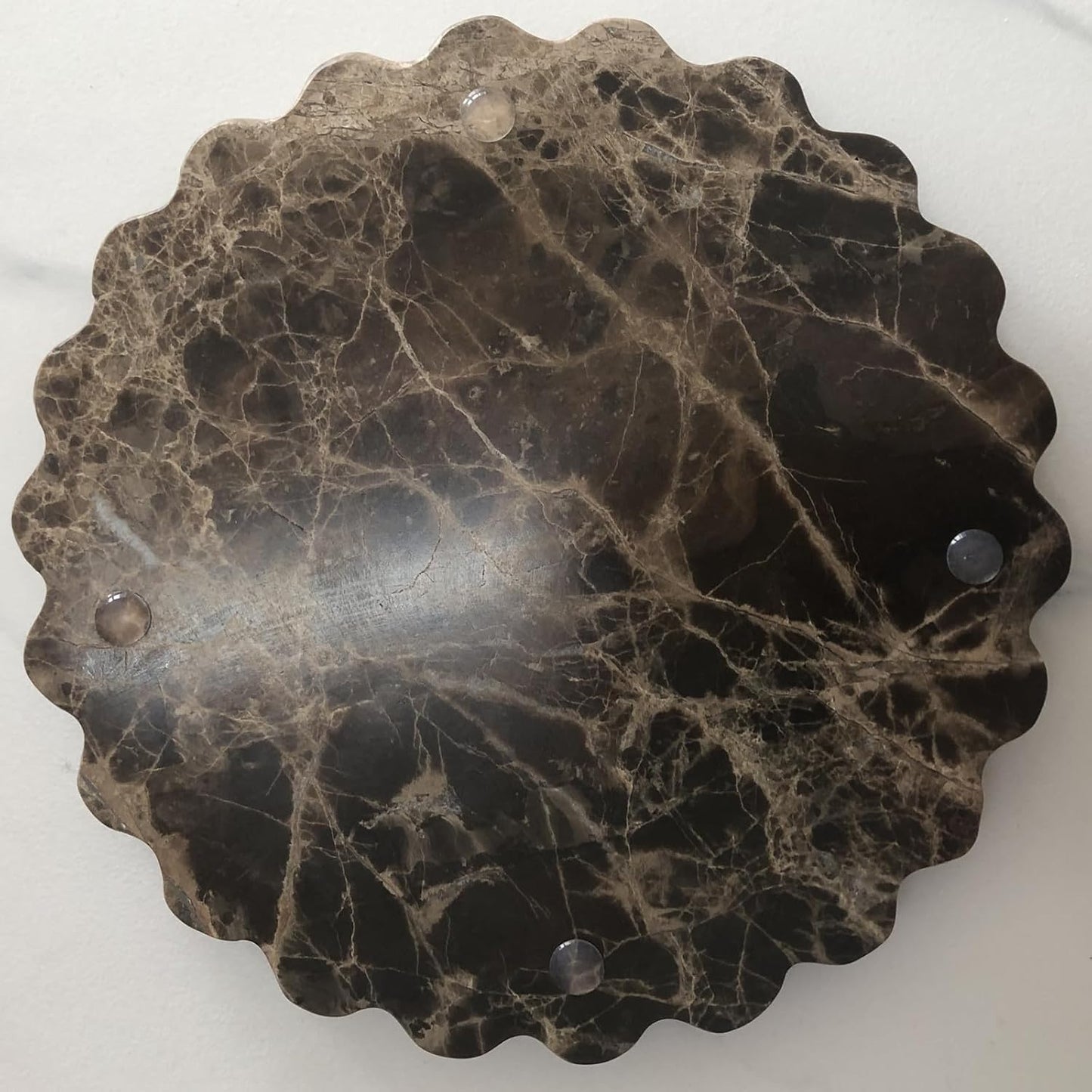 Marble Tray Round Scalloped Tray Small Serving Platter for Counter / Coffee Net