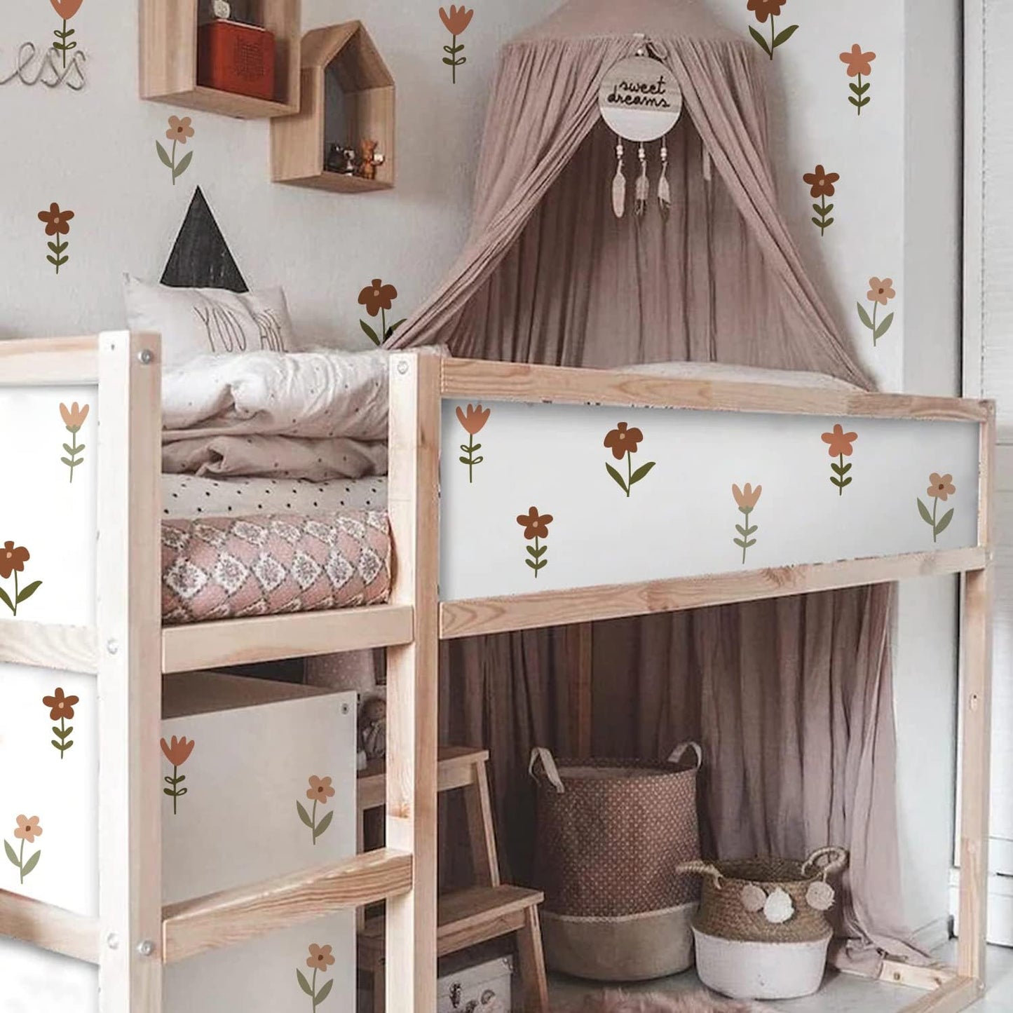 Nursery Wall Stickers Boho Kids Room Decor Girls Bedroom Removable / C / 8.28*5.83 Inches*12 Sheets