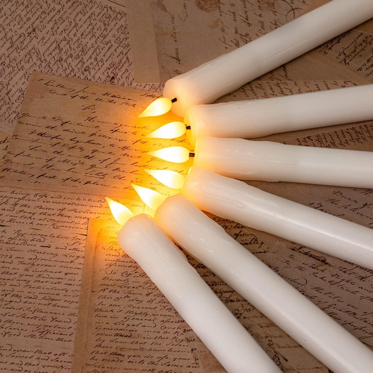Homemory Real Wax LED Flameless Taper Candles with Timer, Dripless Fake Candlesticks with 3D Flickering Flame, 9.6