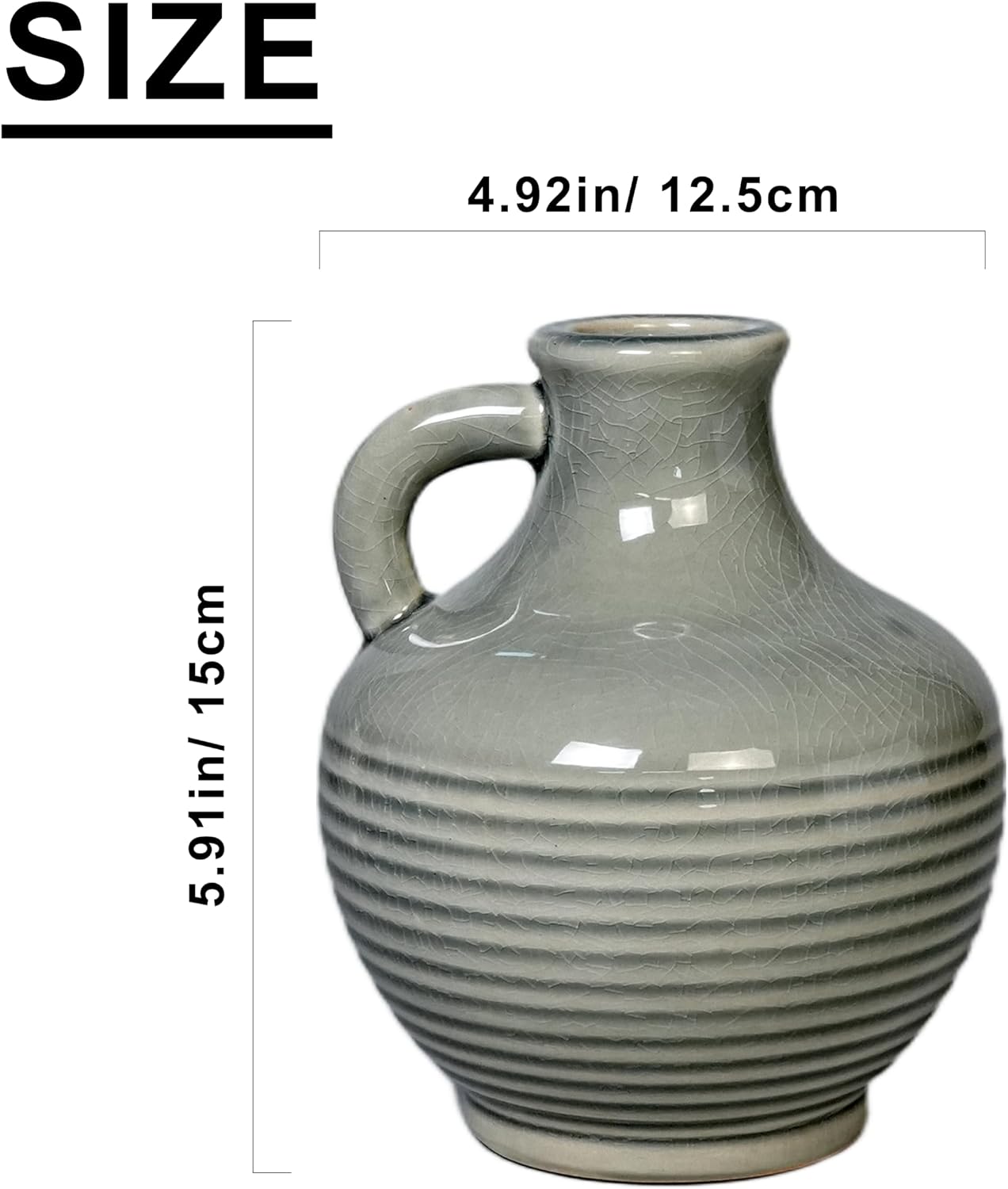 Small Modern Boho Vase / 6 Inch / Gray - 6