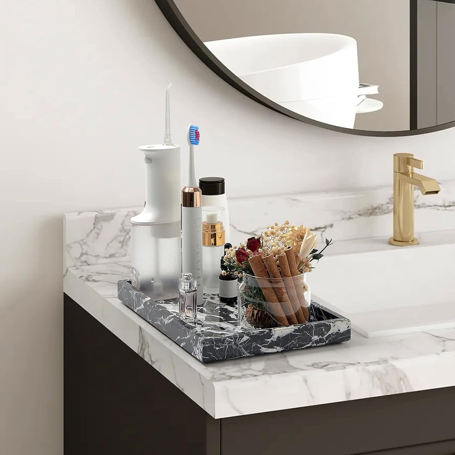 Marble Tray / Stone Trays / Black White / 12 x 8