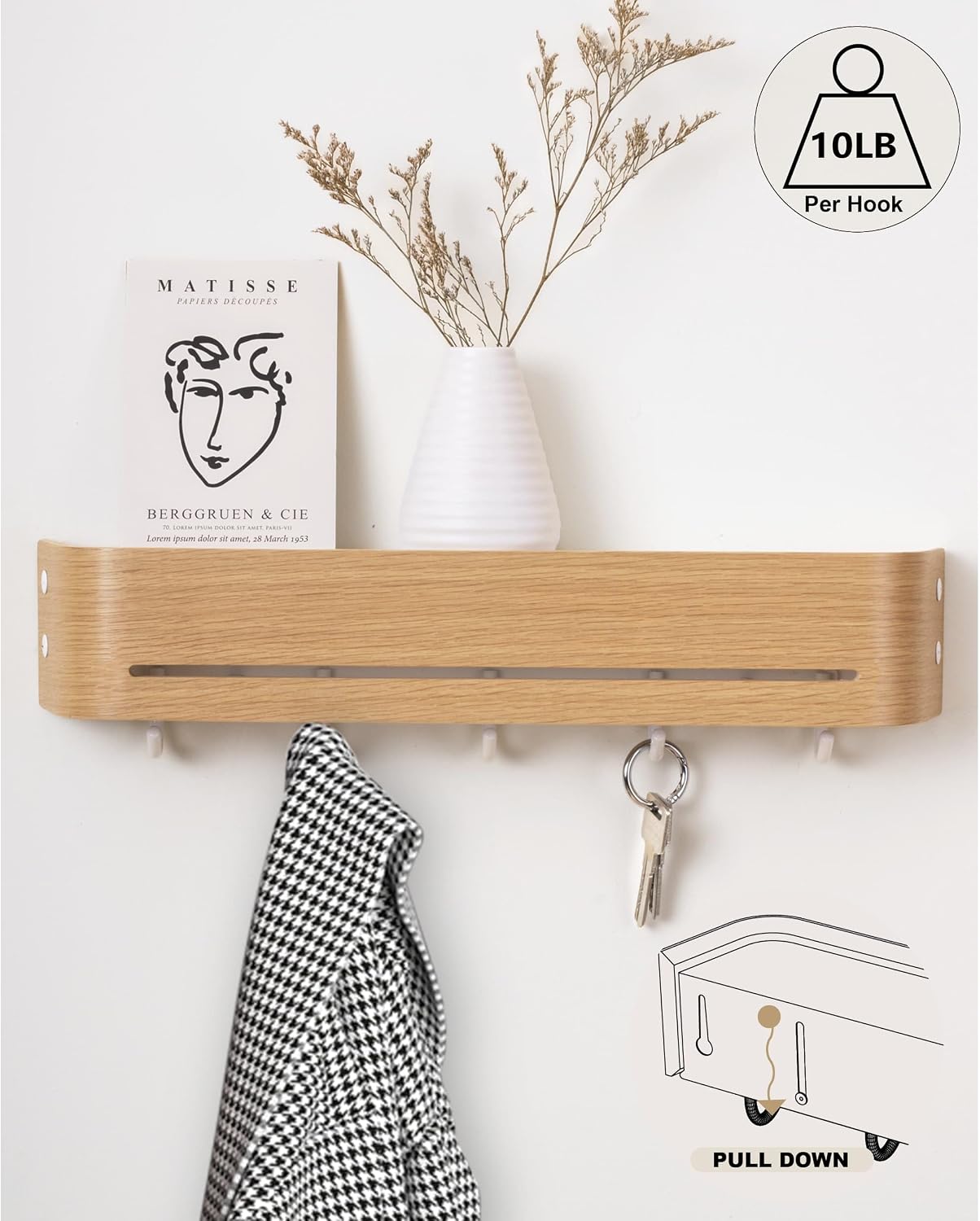 5 Retractable Hooks / Oak