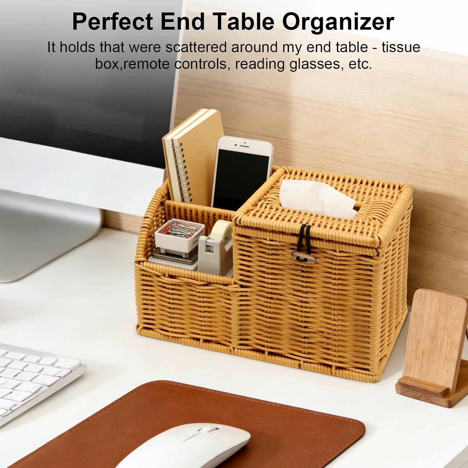 Square Tissue Box Cover / Brown