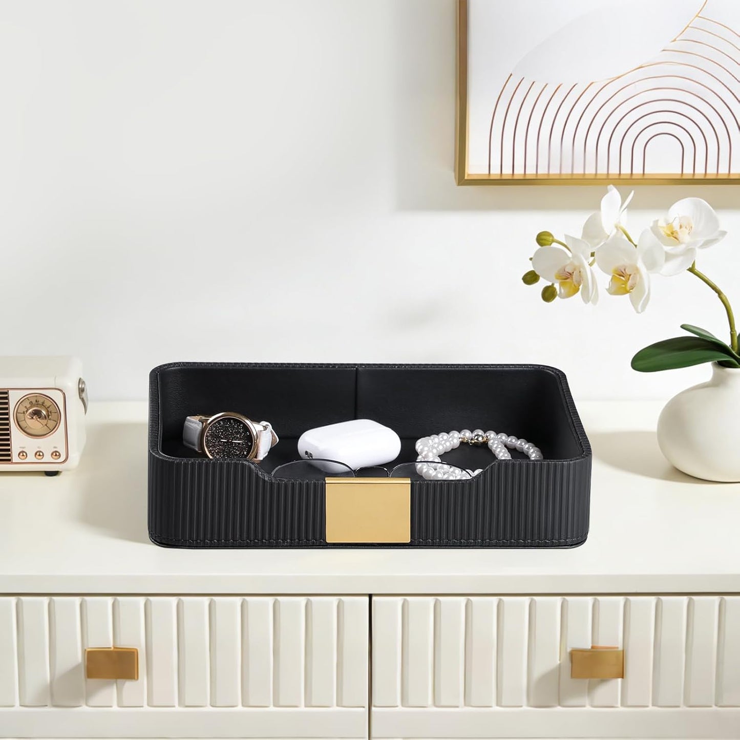 Valet Tray Desktop Storage Organizer / Black