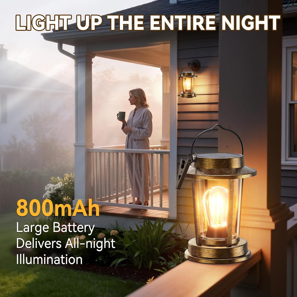 Solar Lanterns Outdoor Waterproof 2 Pack , Upgraded Solar Lights Outdoor, Bright Solar Powered Lanterns Decorative