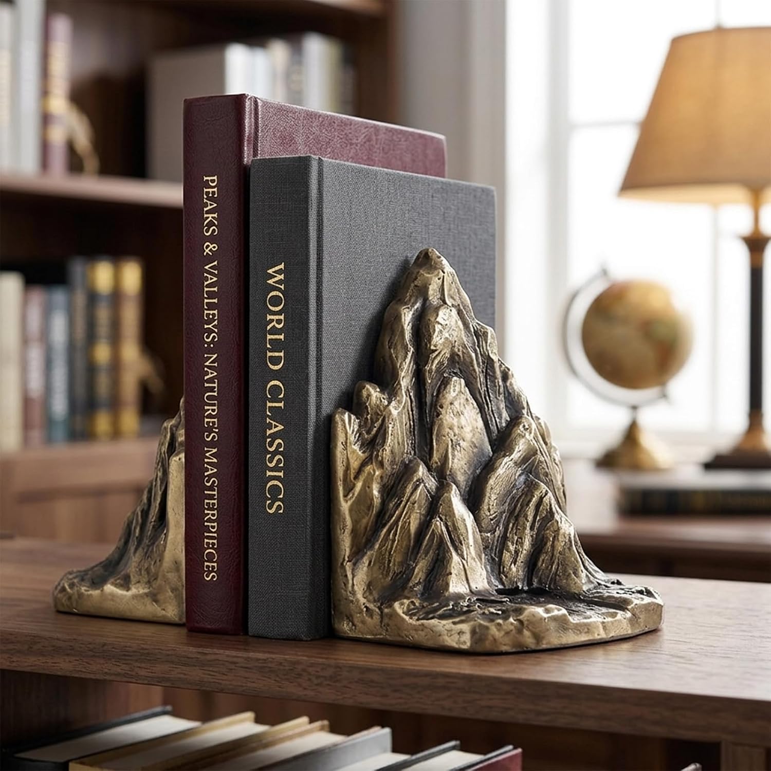 Mountain Bookends / Resin Rock Bookends / Bronze / Set of 2