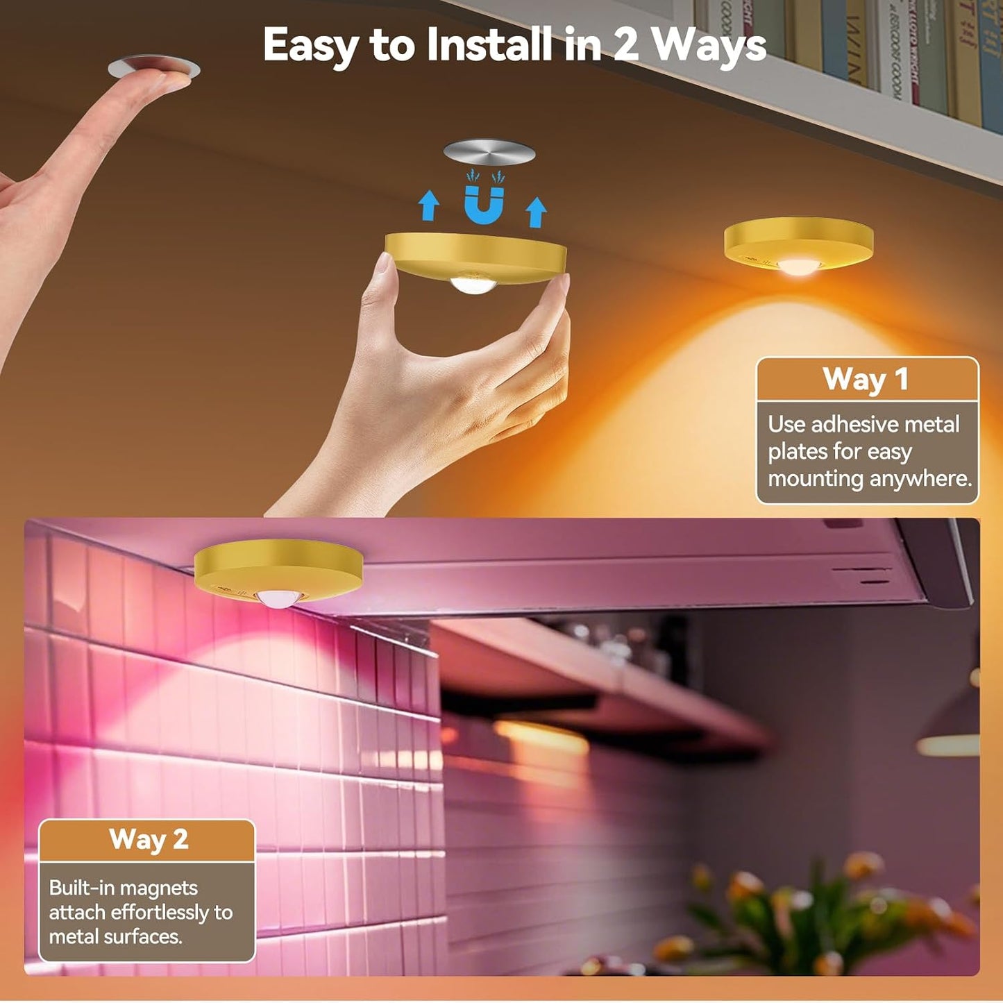 Rechargeable Puck Lights with Remote, 12 Pack Magnetic Under Cabinet Lighting, 1500mAh Battery Operated LED Tap Lights