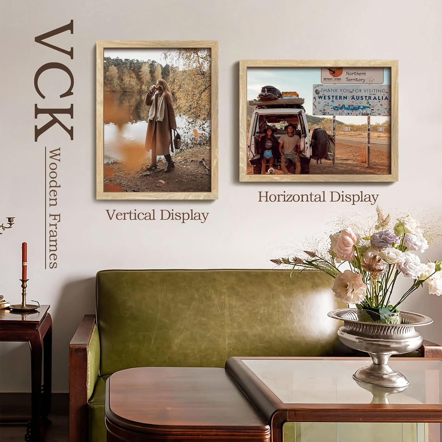 VCK 18x24 Poster Frame Set of 3, Natural Solid Wood Picture Frame with Exclusive Wood Grain, Wall Hanging