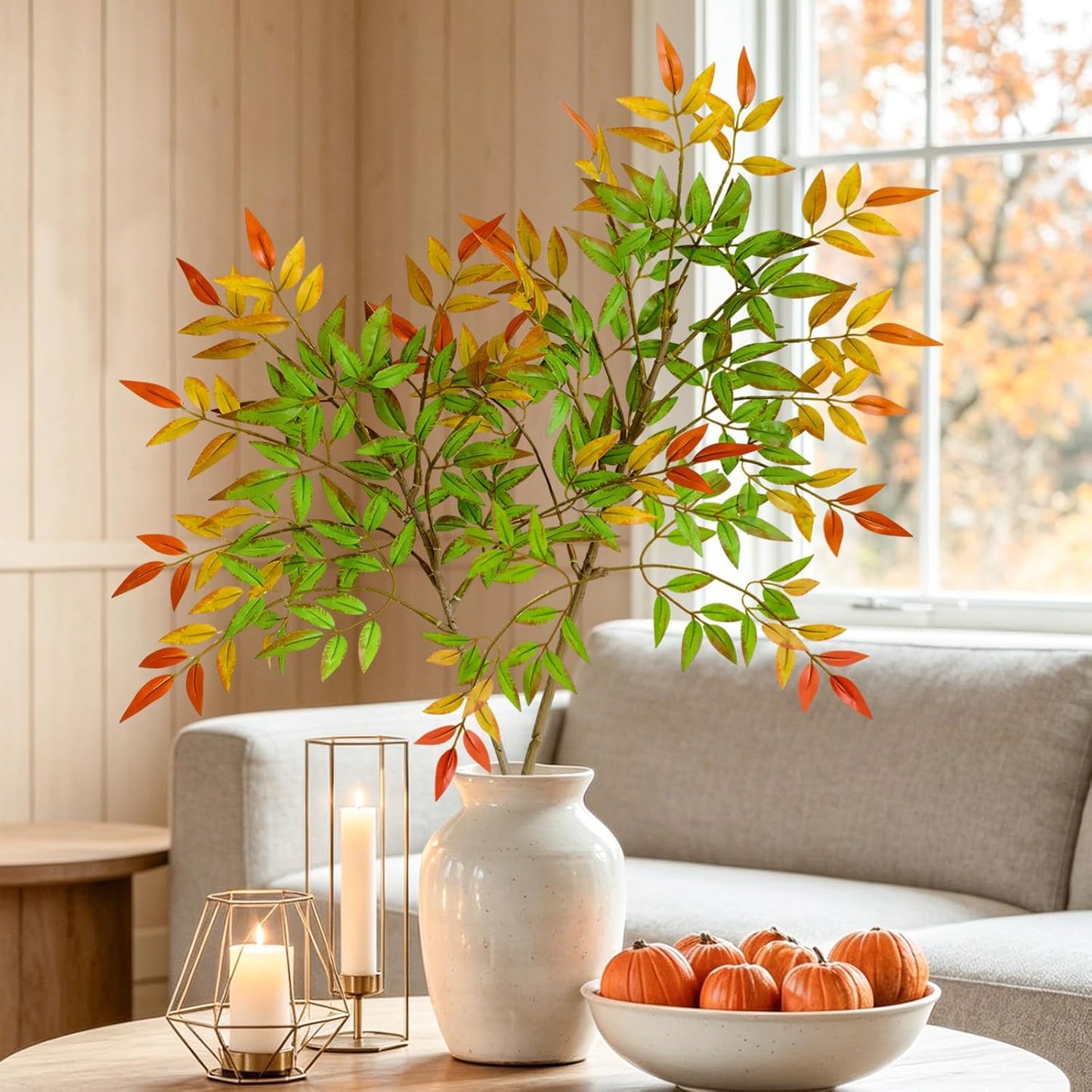 Artificial Plants Faux Branches for Vase Filler / Red Leaves / 35.4 Inch / Set of 2