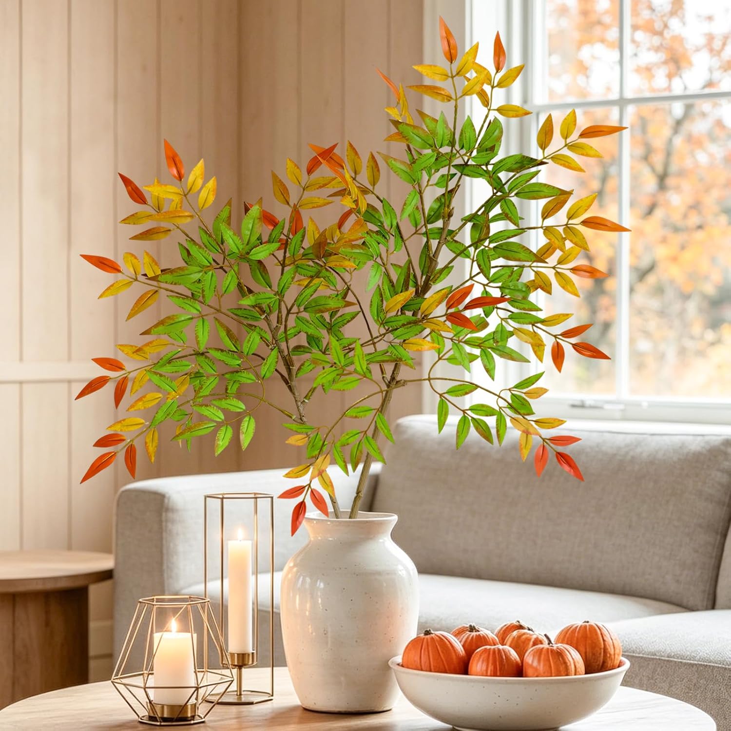 Artificial Plants Faux Branches for Vase Filler / Red Leaves / 35.4 Inch / Set of 2