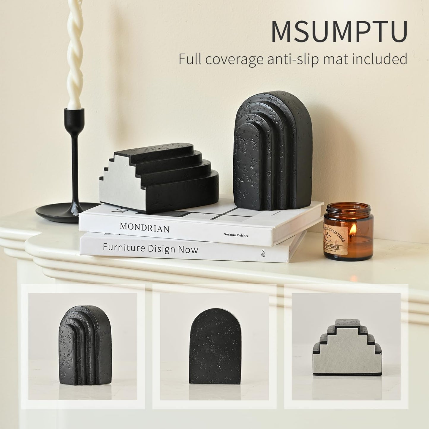 Decorative Bookends / Book Ends for Heavy Books / Black / Set of 2