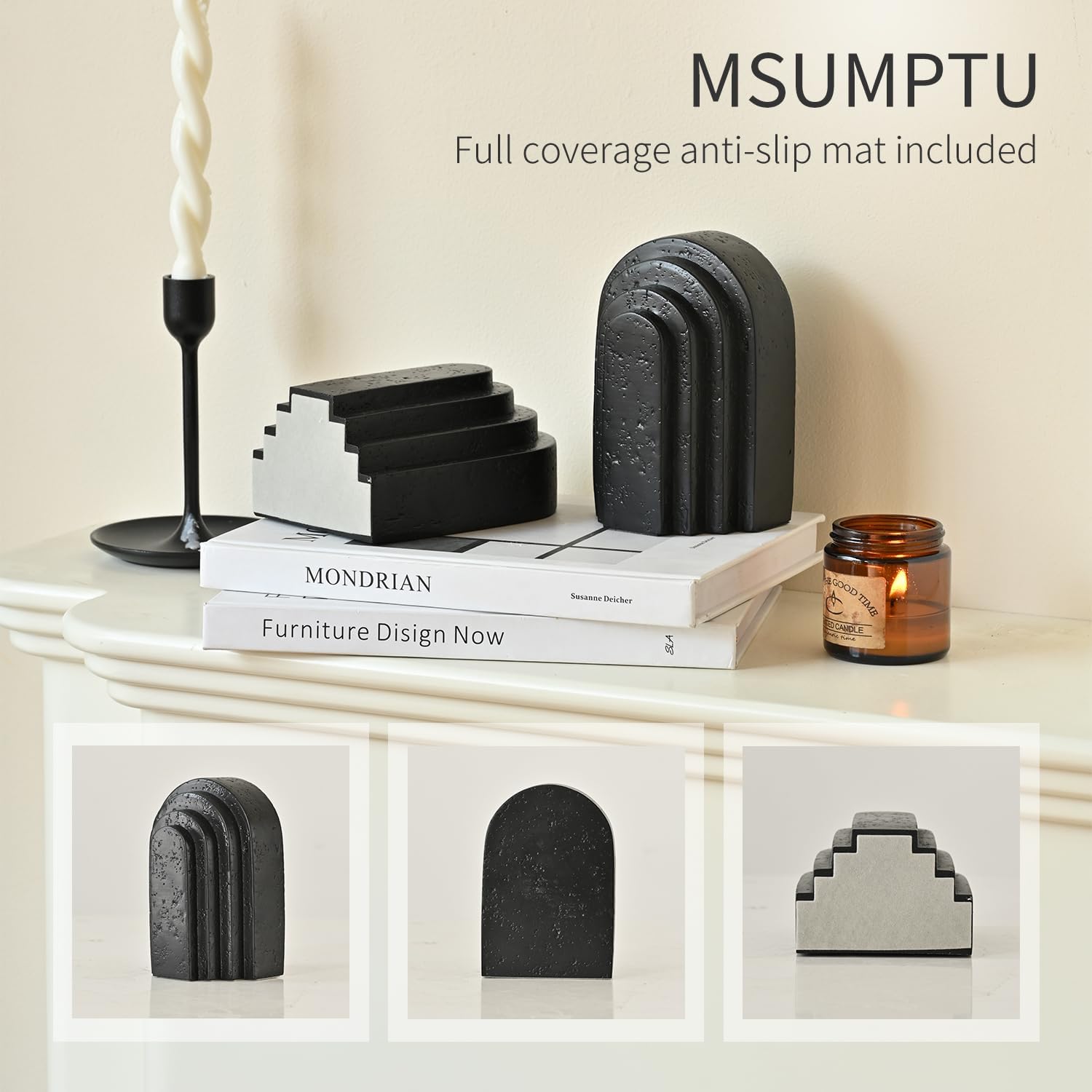 Decorative Bookends / Book Ends for Heavy Books / Black / Set of 2