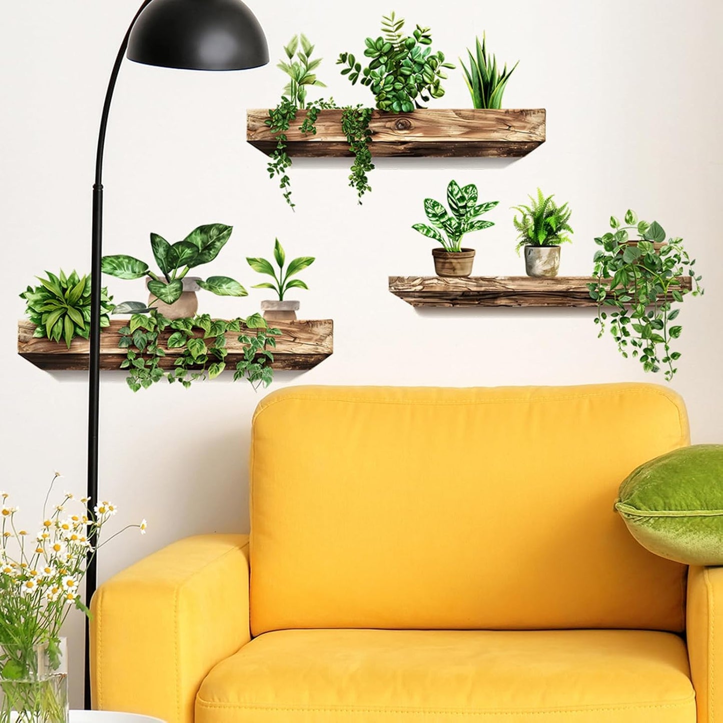 Green Plant Wall Decals 3D Bonsai Tropical Betterfly Wall Sticker Creative Vinyl / Green Plant 3