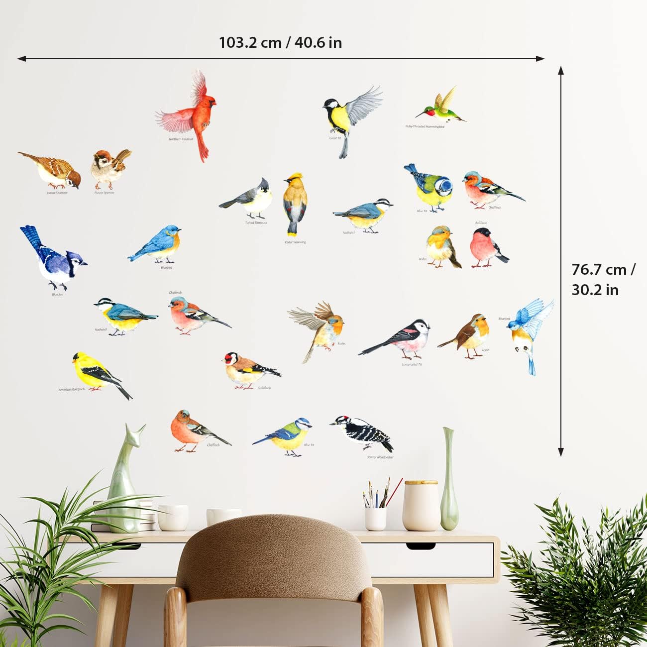 DS4-8063 25 Little Birds Wall Art Decals Stickers Kids Peel and Stick Removable Nursery Bedroom