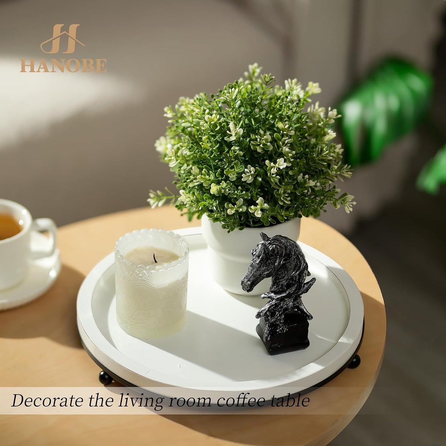 Decorative Tray / Round Ottoman Trays / White-2