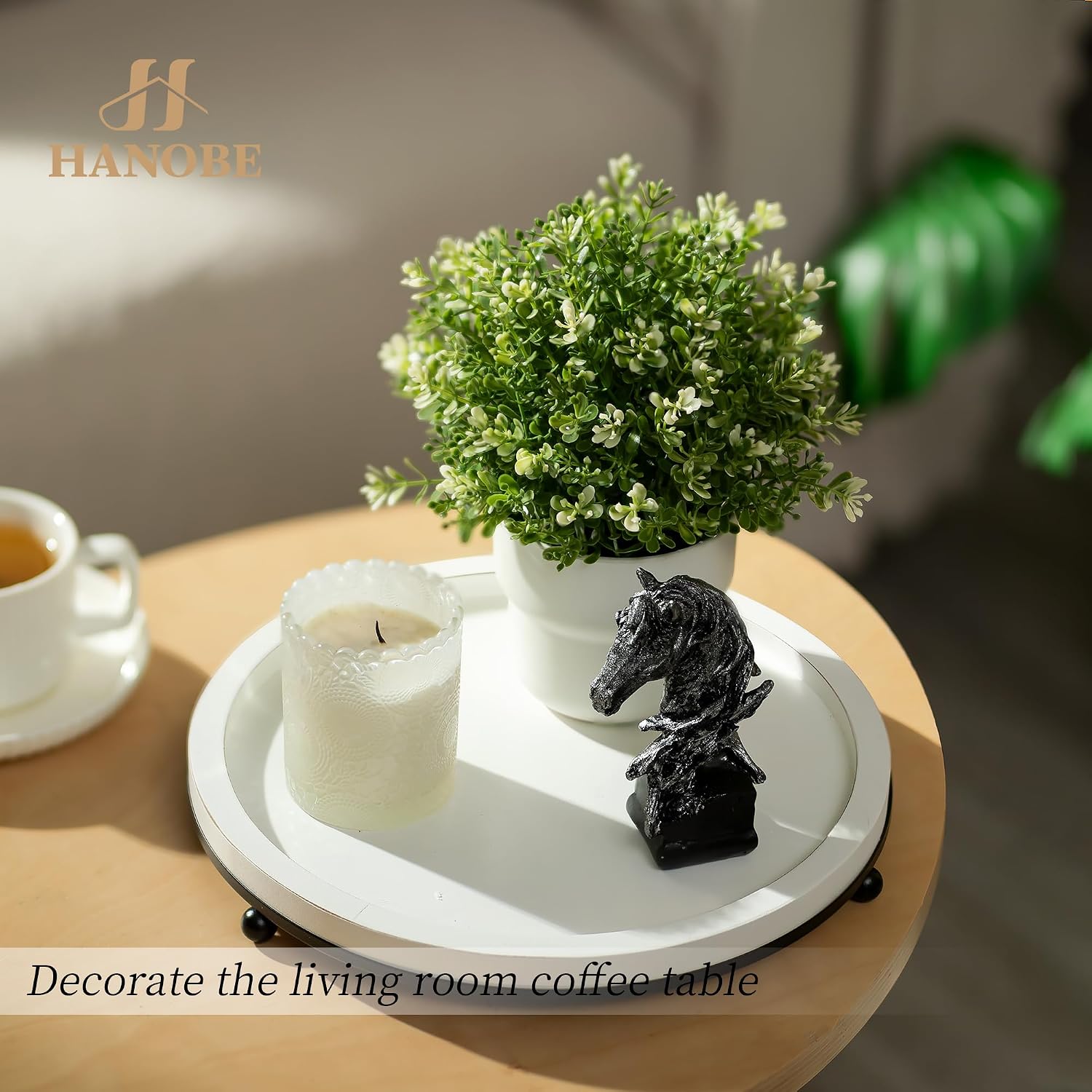Decorative Tray / Round Ottoman Trays / White-2