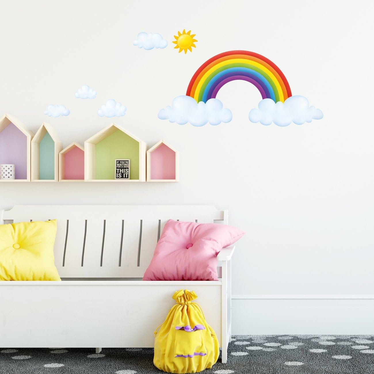 SG2-1713 Rainbow and Clouds Kids Wall Stickers Wall Decals Peel and Stick Removable Wall Stickers