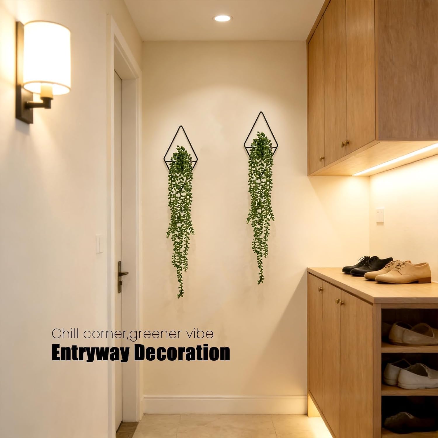 Fake Succulent Plants Artificial Ivy Vine Black Diamond Metal / Black Hang Lover Tears / Set of 2