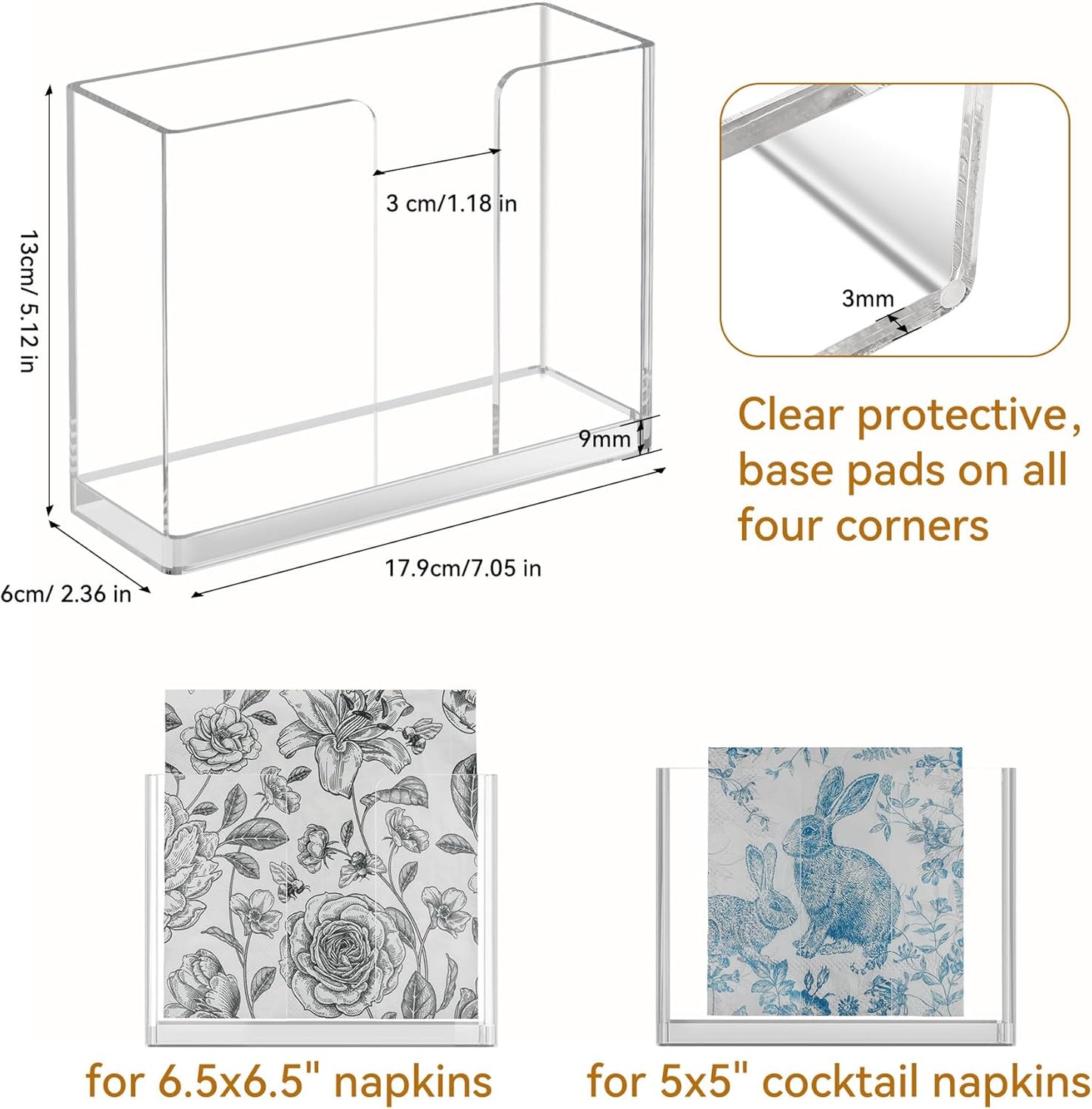 Acrylic Napkin Holder / Luncheon Napkin Holder / Clear / 6.5 x 6.5