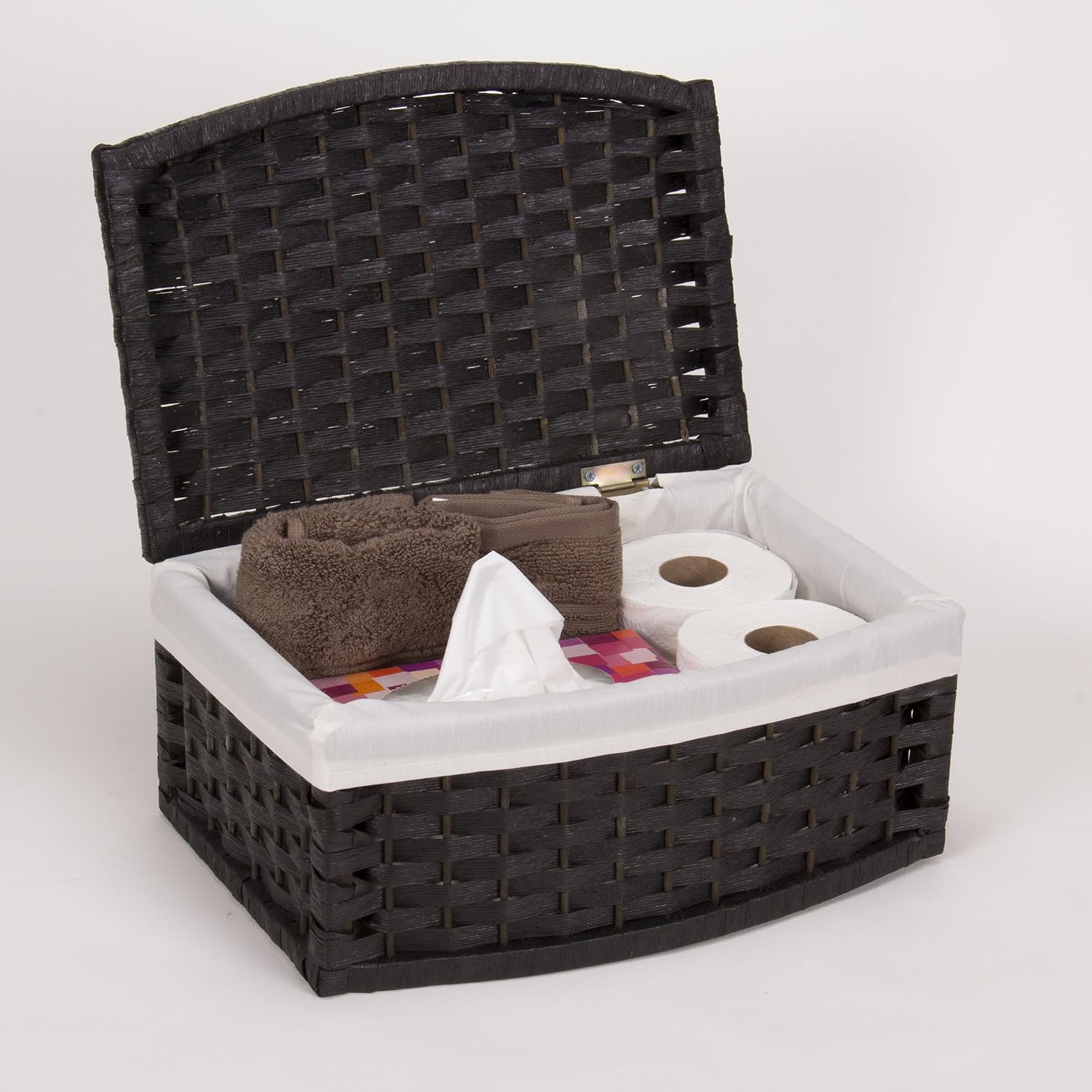 Hand-Woven Paper Rope Basket / Black