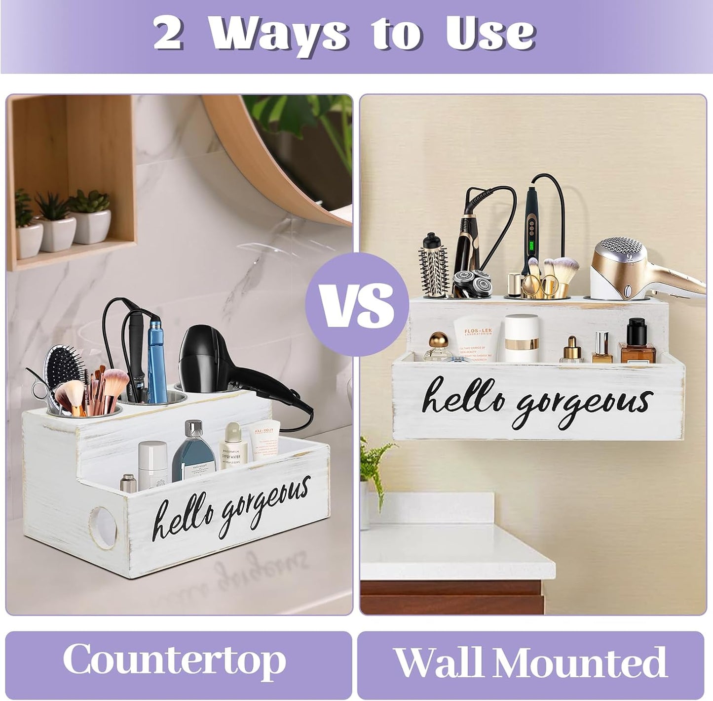 UNISTYLE Hair Dryer Holder Countertop Hair Tool Blow Dryer Holder, Hair Accessories Organizer for Bathroom Decor