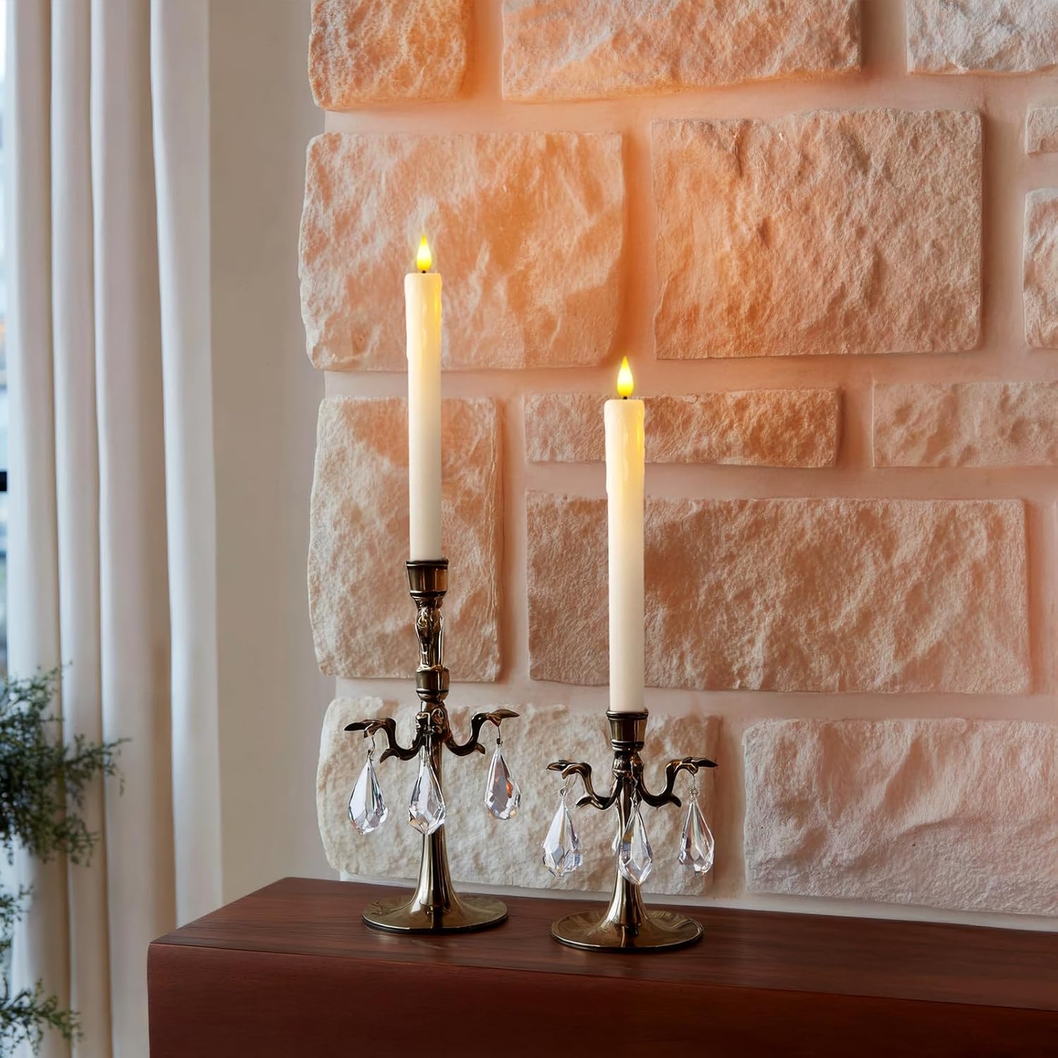 Homemory Real Wax LED Flameless Taper Candles with Timer, Dripless Fake Candlesticks with 3D Flickering Flame, 9.6