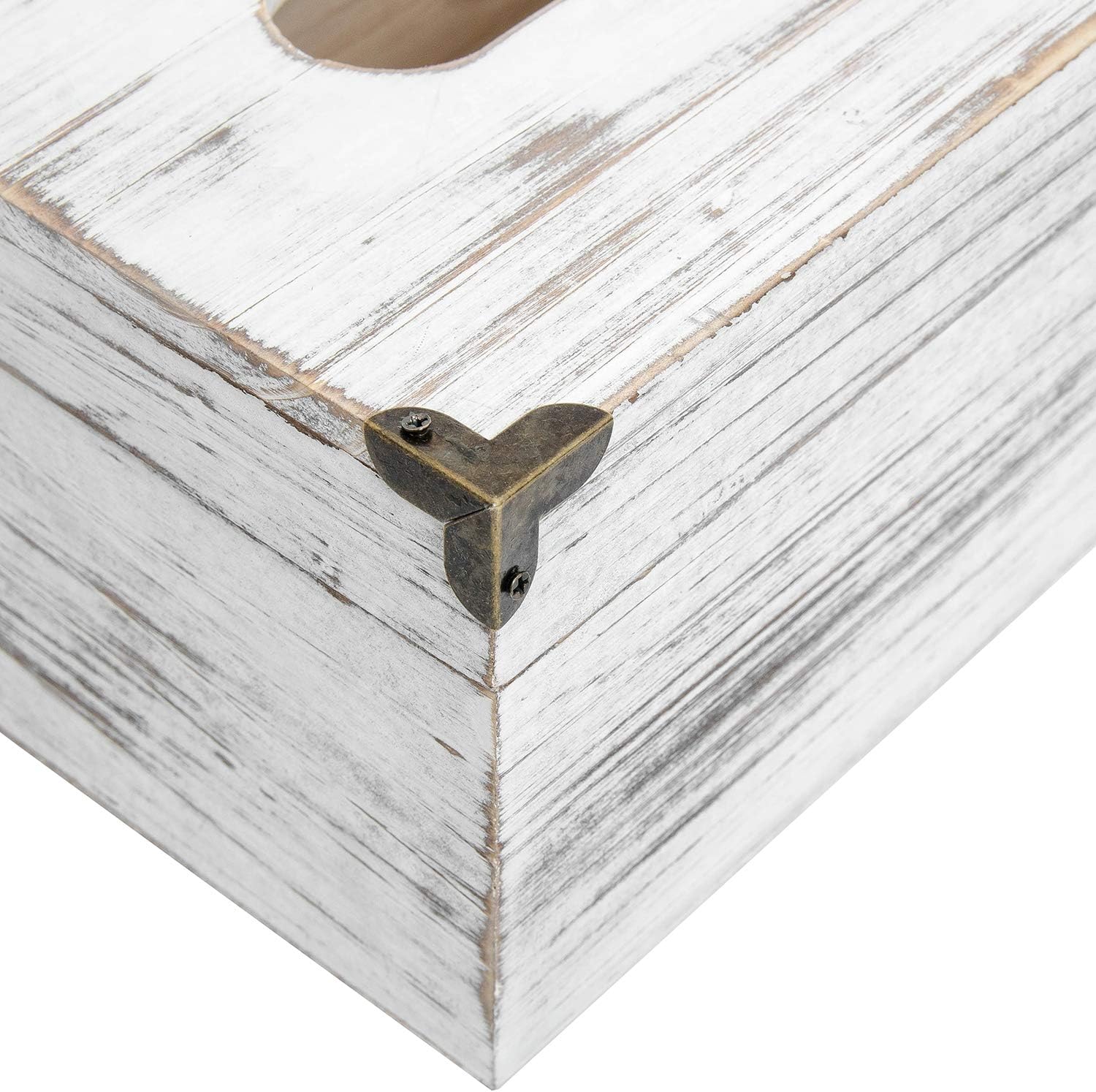 Distressed Wooden Rustic Facial Tissue Box Holder Tissue Box Cover Napkin Dispenser / Washed White