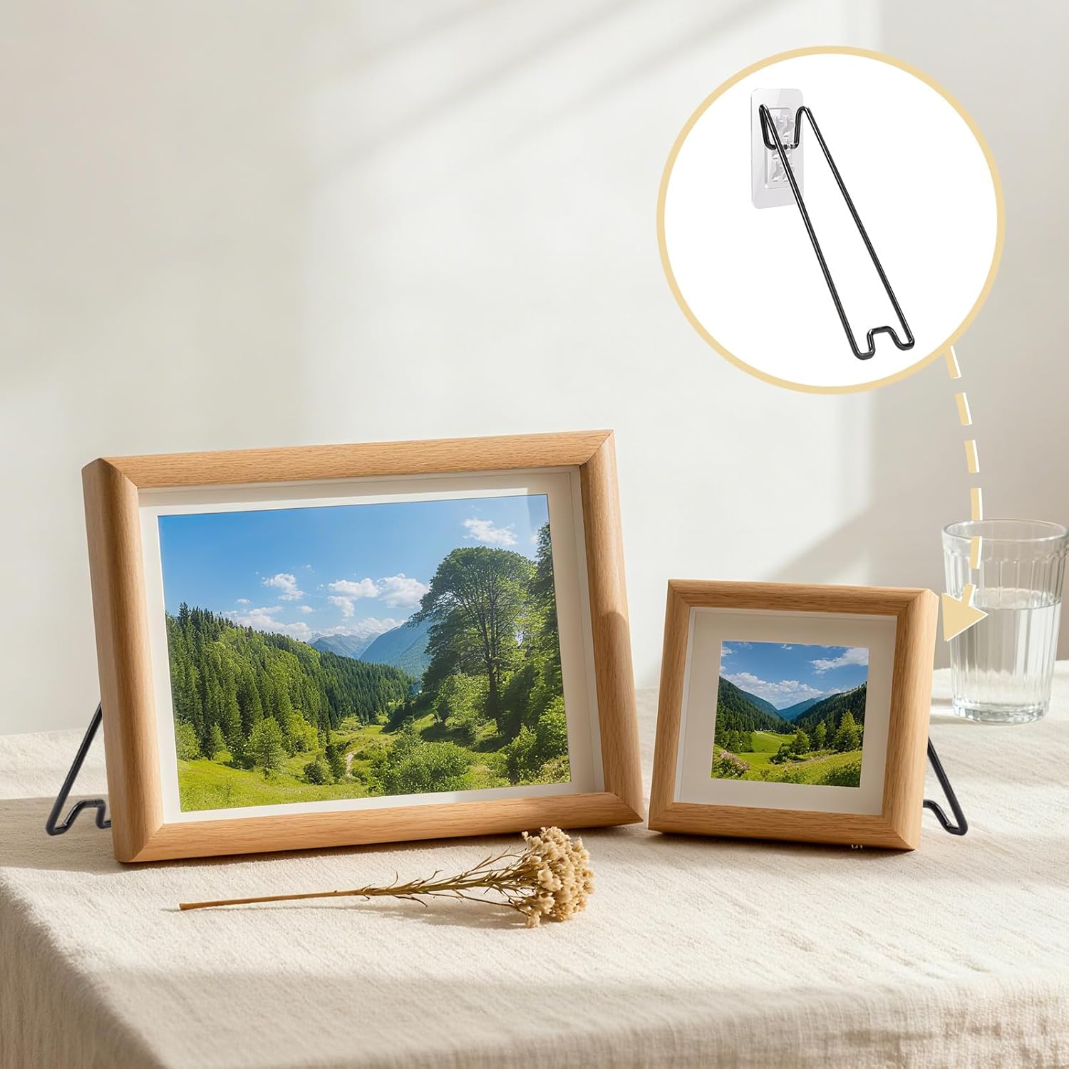 Stainless Steel Picture Frame Easel Backs Self-Adhesive / Black / Medium Size / Set of 6