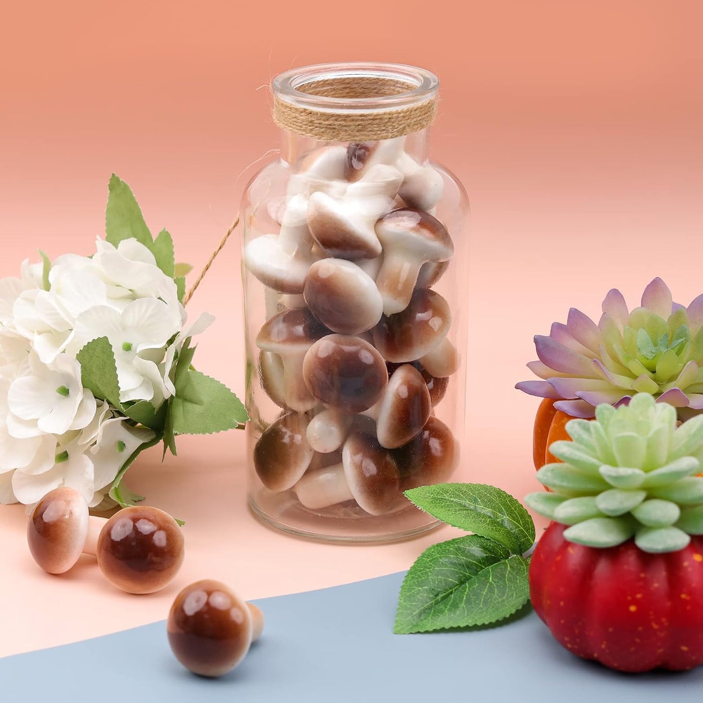 Small Artificial Mushroom / F / Grey / Set of 30
