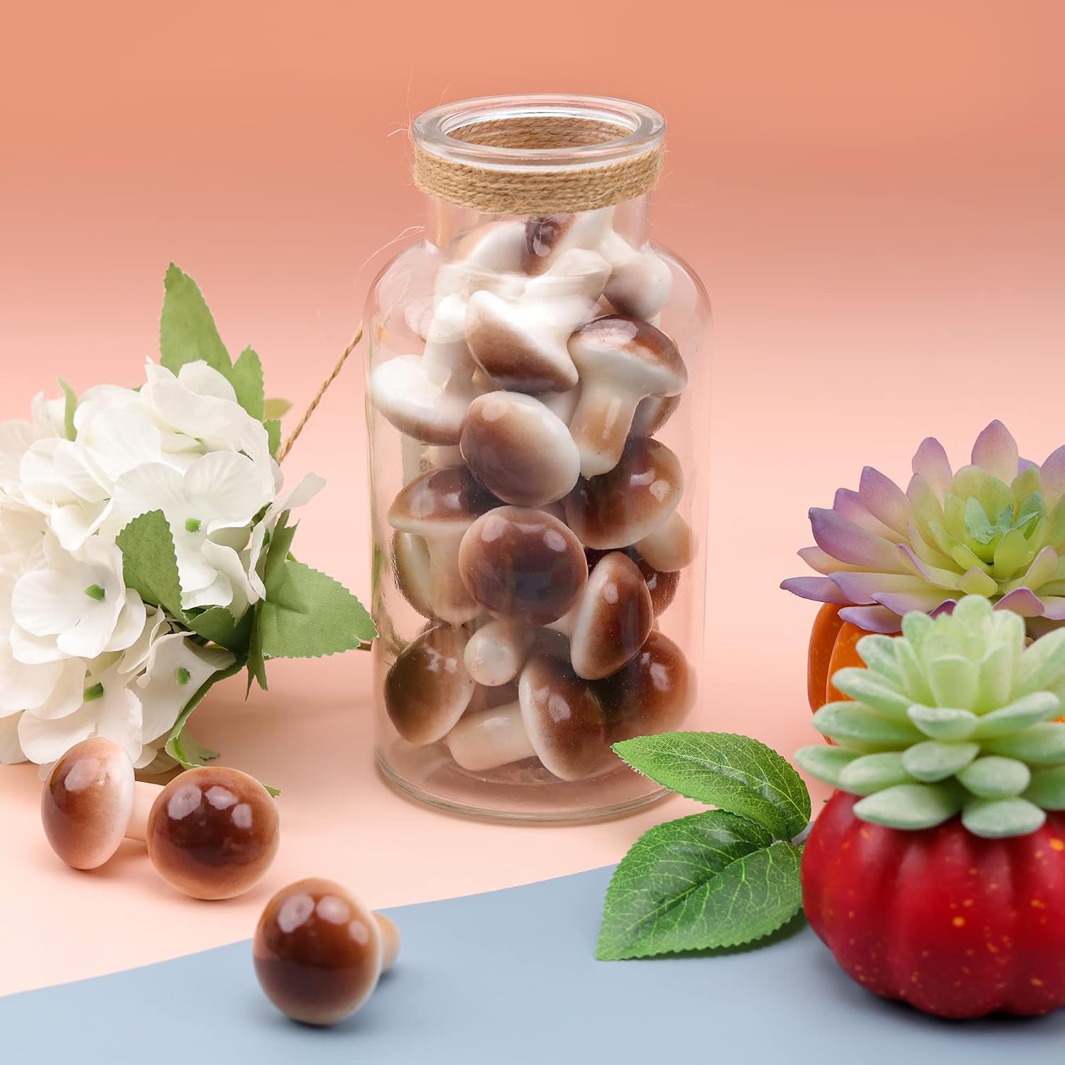 Small Artificial Mushroom / F / Grey / Set of 30