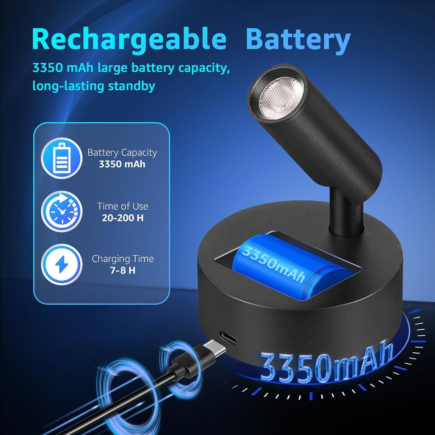 URTOM 3CCT LED Wireless Spotlight Indoor Rechargeable Picture Lights Battery Operated Spot Light Uplighting Indoor with