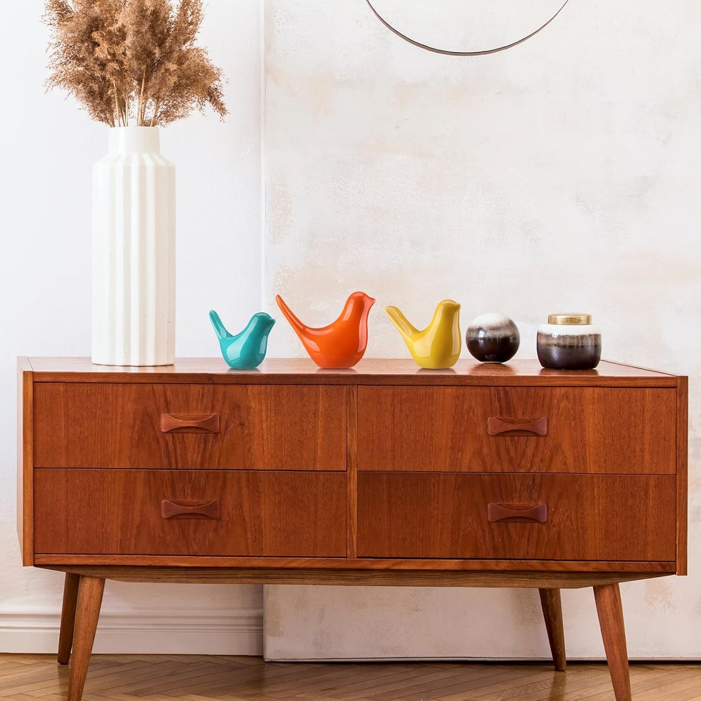 Mid Century Modern Decor Medieval Table Decor Ceramic Birds Blue / Classic / Orange / Set of 3