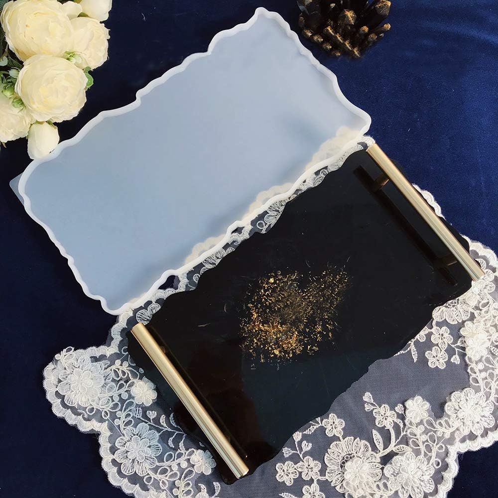 2 Size XL Large Tray Silicone Molds Epoxy Resin Geode Tray Mold / Gold / 14 Inch