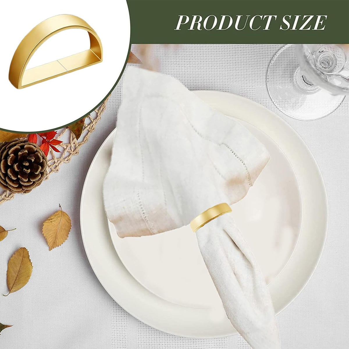 32 Pcs Matt Gold Napkin Rings - Metal Napkin Ring(Semicircle) | Stainless Steel Napkin Rings for Table Settings Wedding