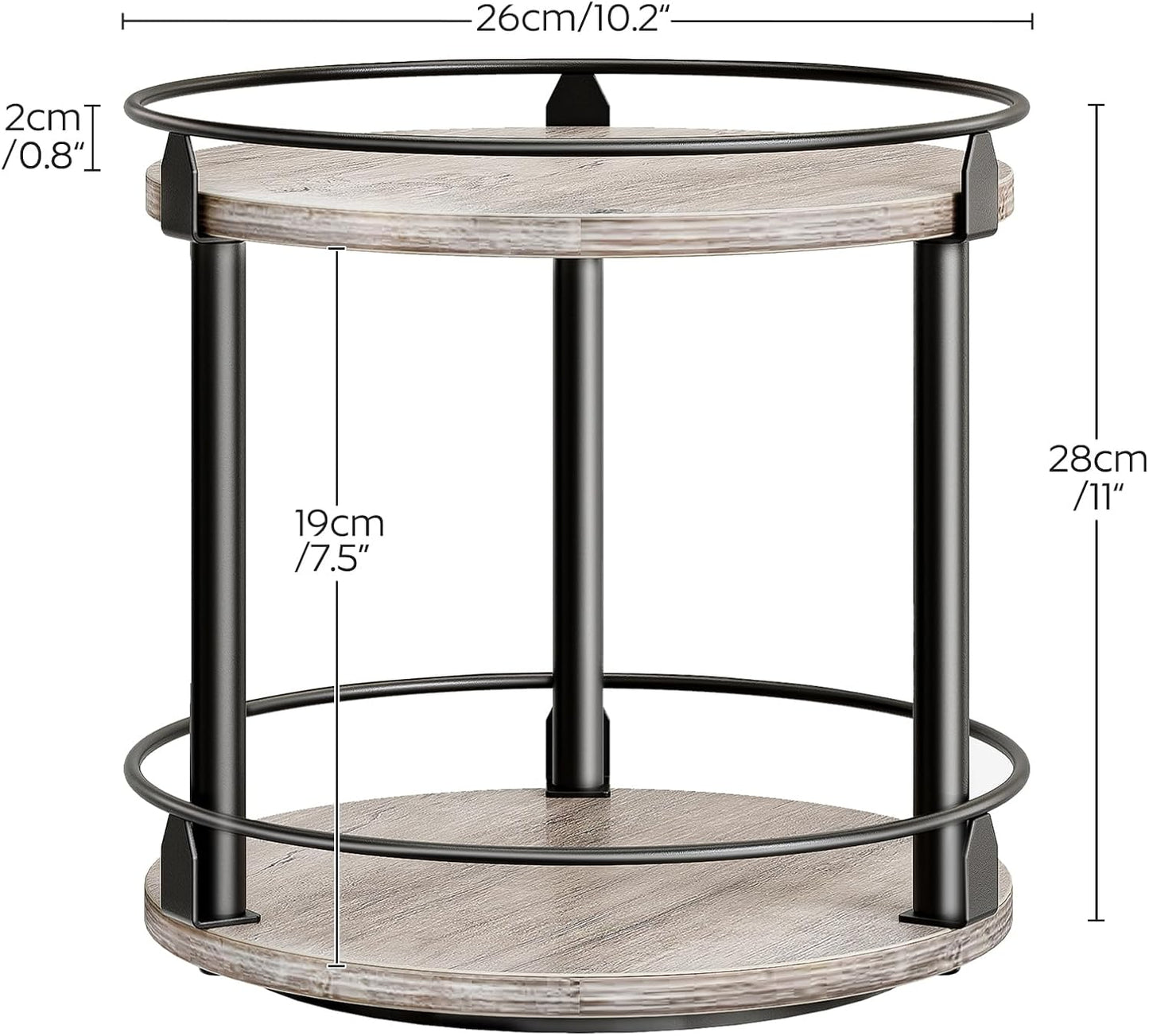 Lazy Susan Organizer, Rotating Spice Rack, 2 Tier Spice Turntable Organizer, Industrial Turntable Spice Holder, for
