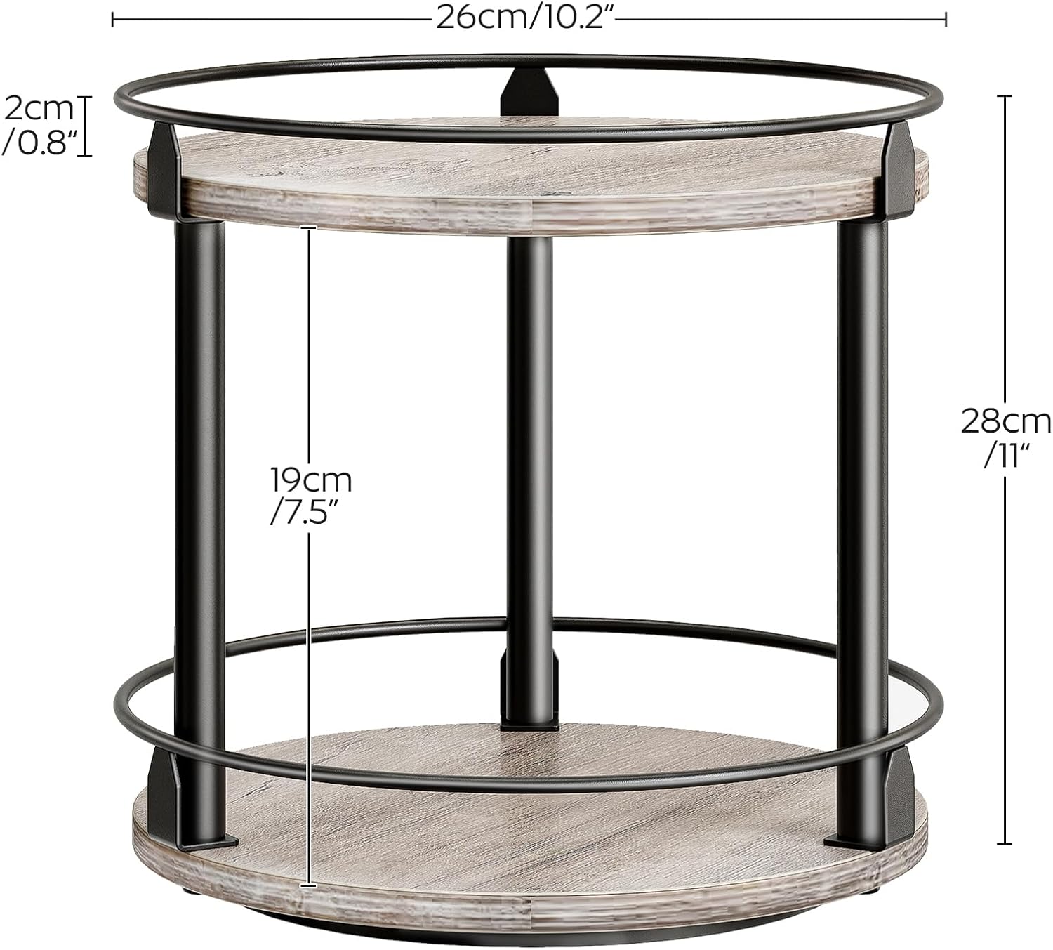 Lazy Susan Organizer, Rotating Spice Rack, 2 Tier Spice Turntable Organizer, Industrial Turntable Spice Holder, for