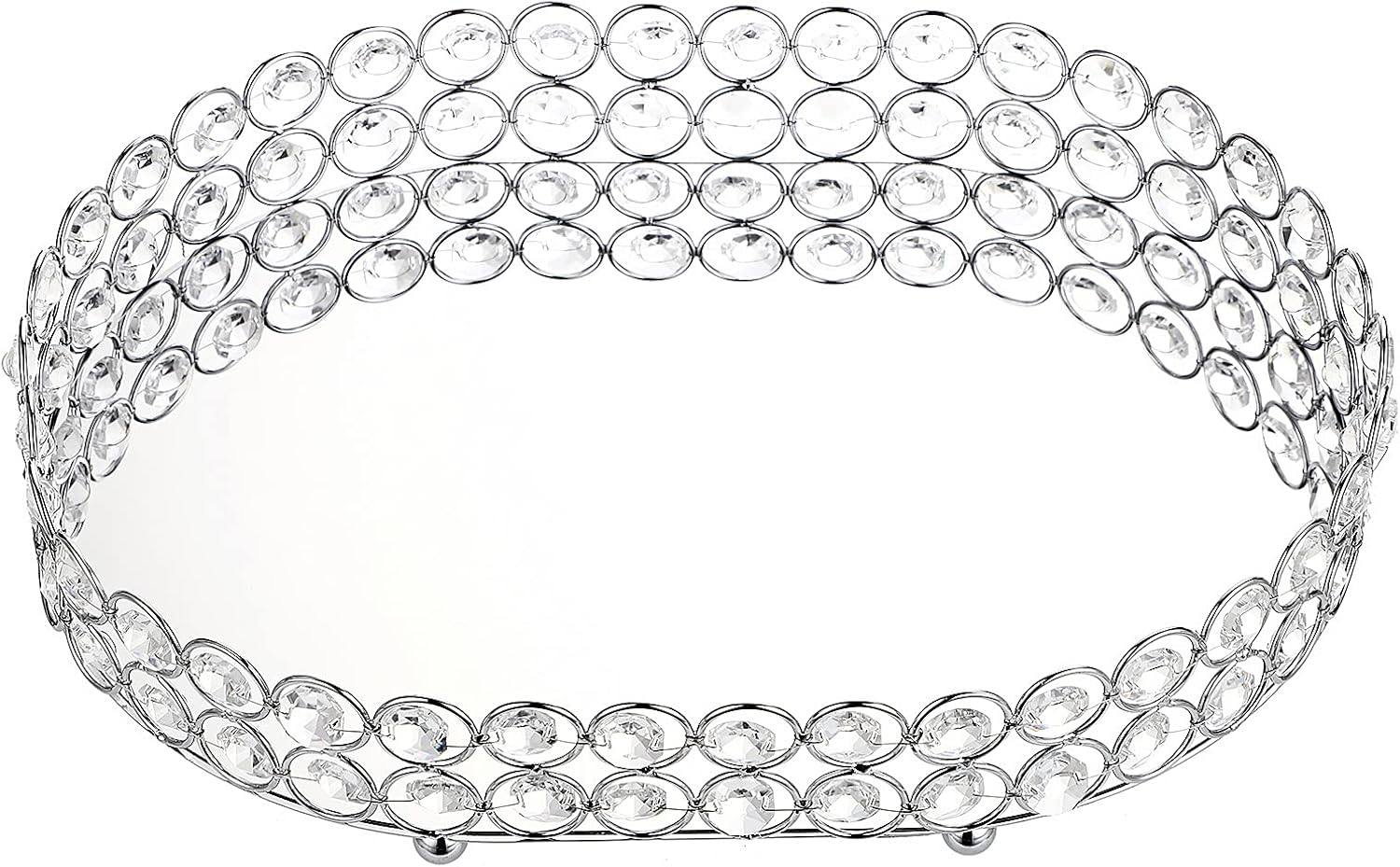 Crystal Vanity Tray Mirrored Dresser Perfume Trays for Makeup Tray / 11.8 x 8.7 x 2.3 / Silver