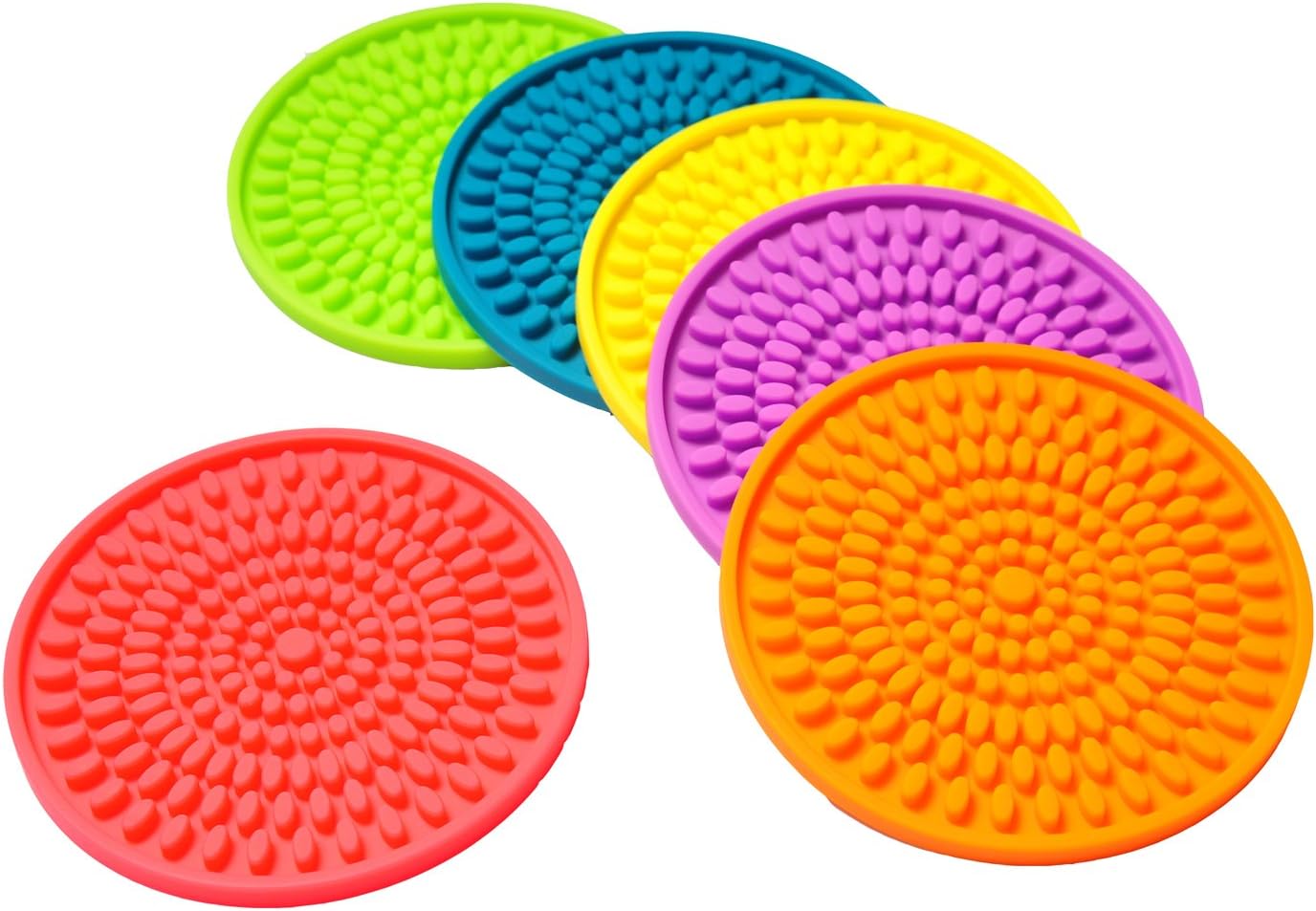 Rubber Drink Coaster Set / Rainbow-oval Buds / Set of 6