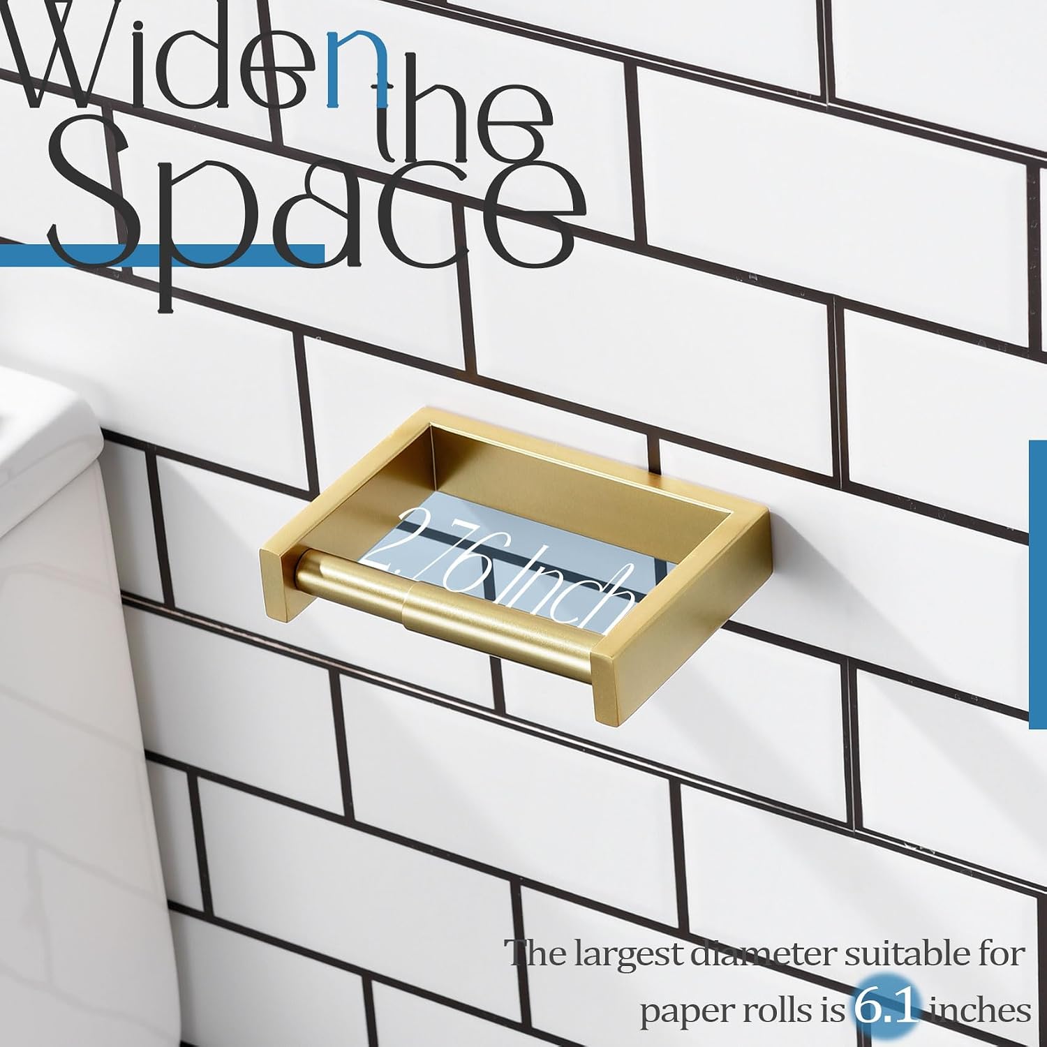 KOKOSIRI Toilet Paper Holder Spring Loaded Bathroom Toilet Roll Holder Wall Mount Stainless Steel Brushed Gold B2011BG
