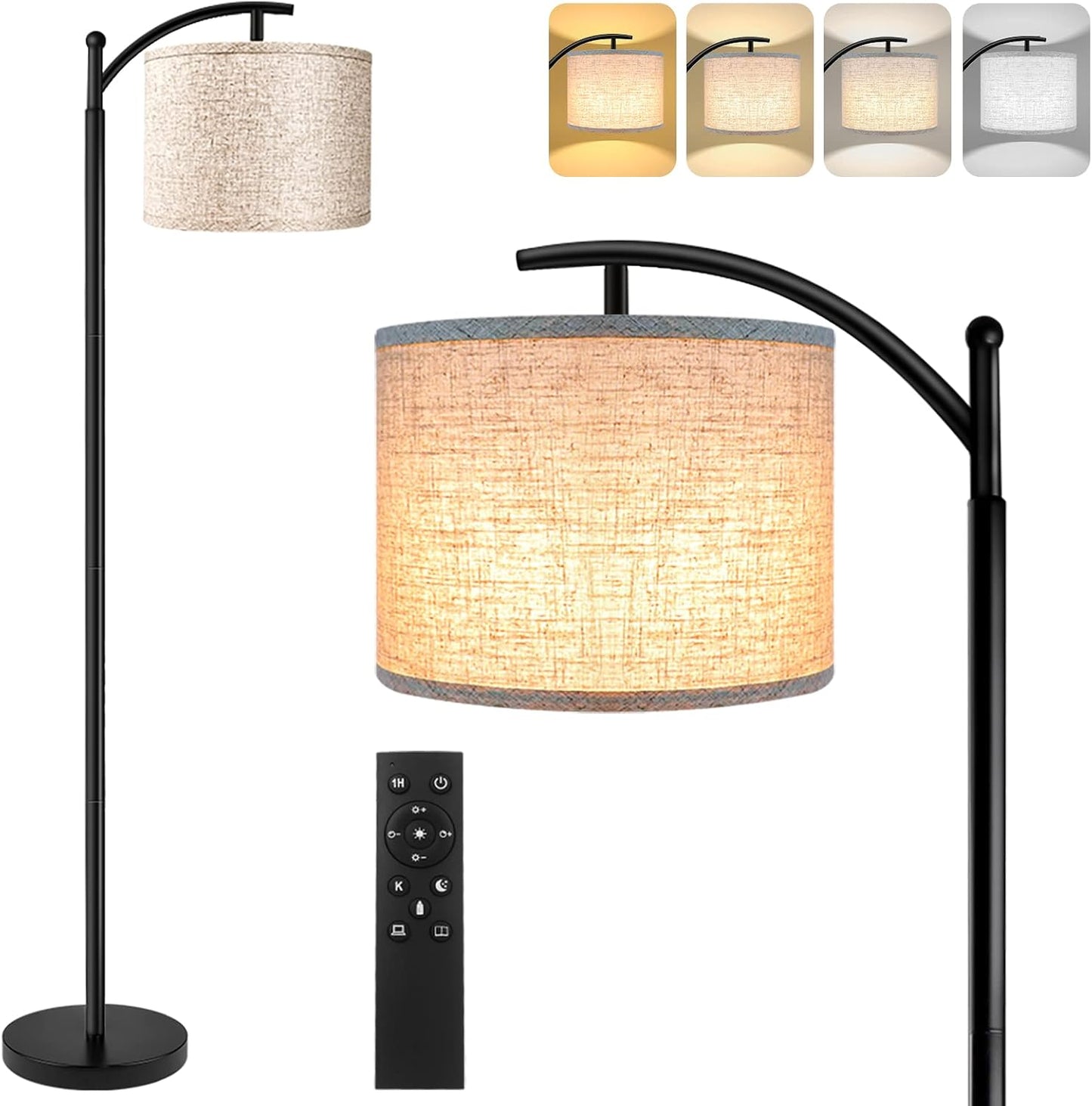 ROTTOGOON Floor Lamp for Living Room, 4 Color Temperature LED Floor Lamp with Remote Control & Foot Switch, LED Bulb