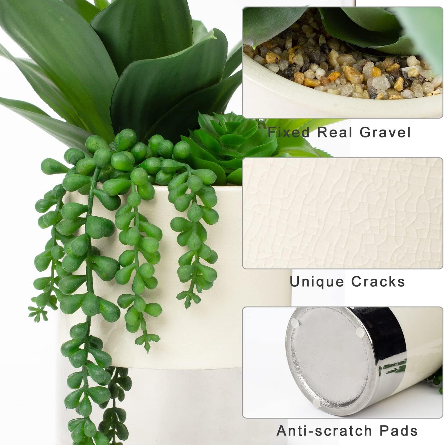 Large Artificial Succulents Plants Faux Succulents 12" Fake Succulent Plants / Mercury - Silver 2